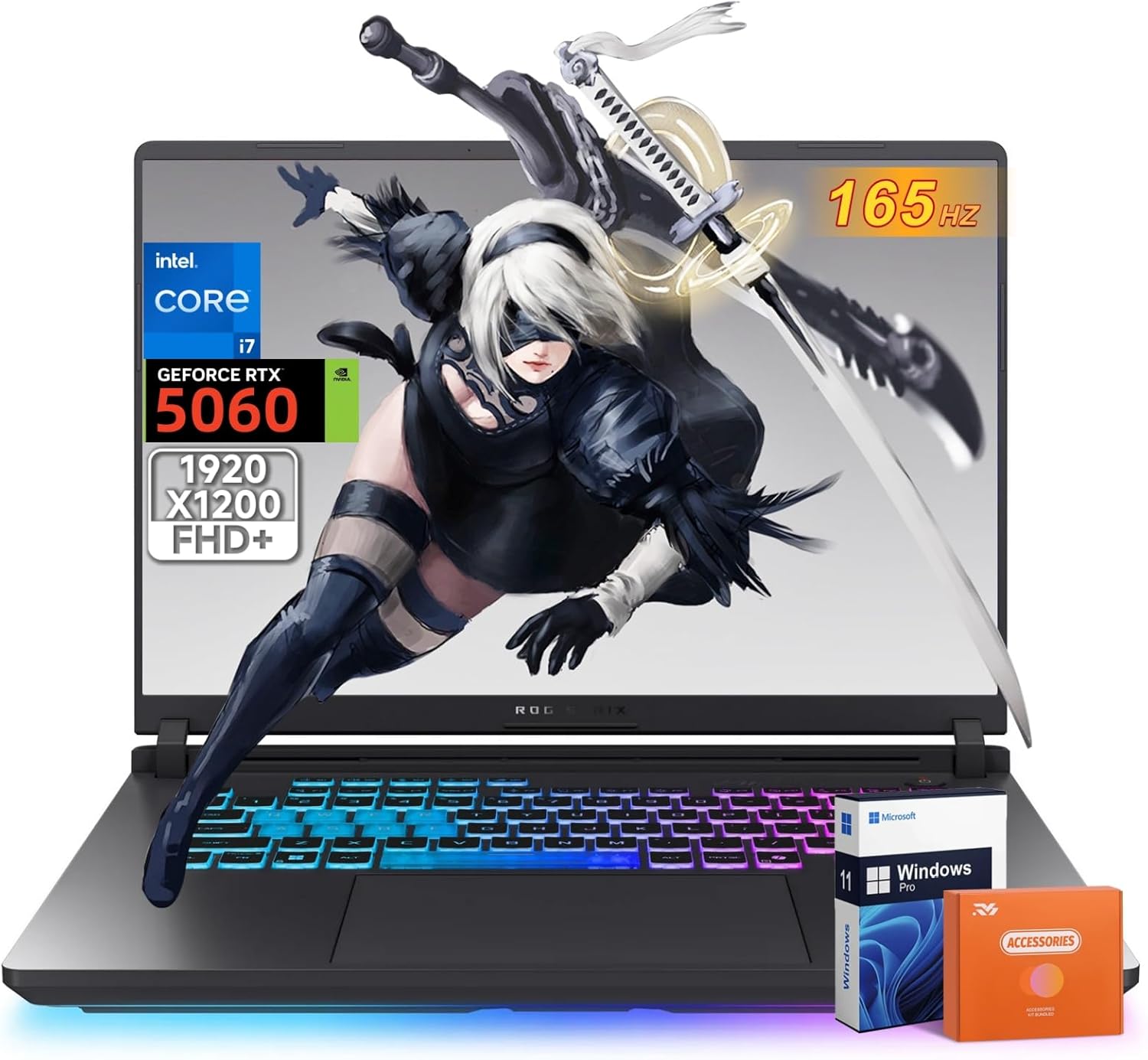 ASUS ROG Strix G16 2025 New Gaming Laptop, NVIDIA RTX 5060, Intel i7-14650HX, 16 inch 1920x1200 FHD+ 165Hz 3ms, WiFi 7, Dolby Atmos, Hires Audio, 64 GB DDR5, 4 TB SSD, Win 11 Pro, Accessories