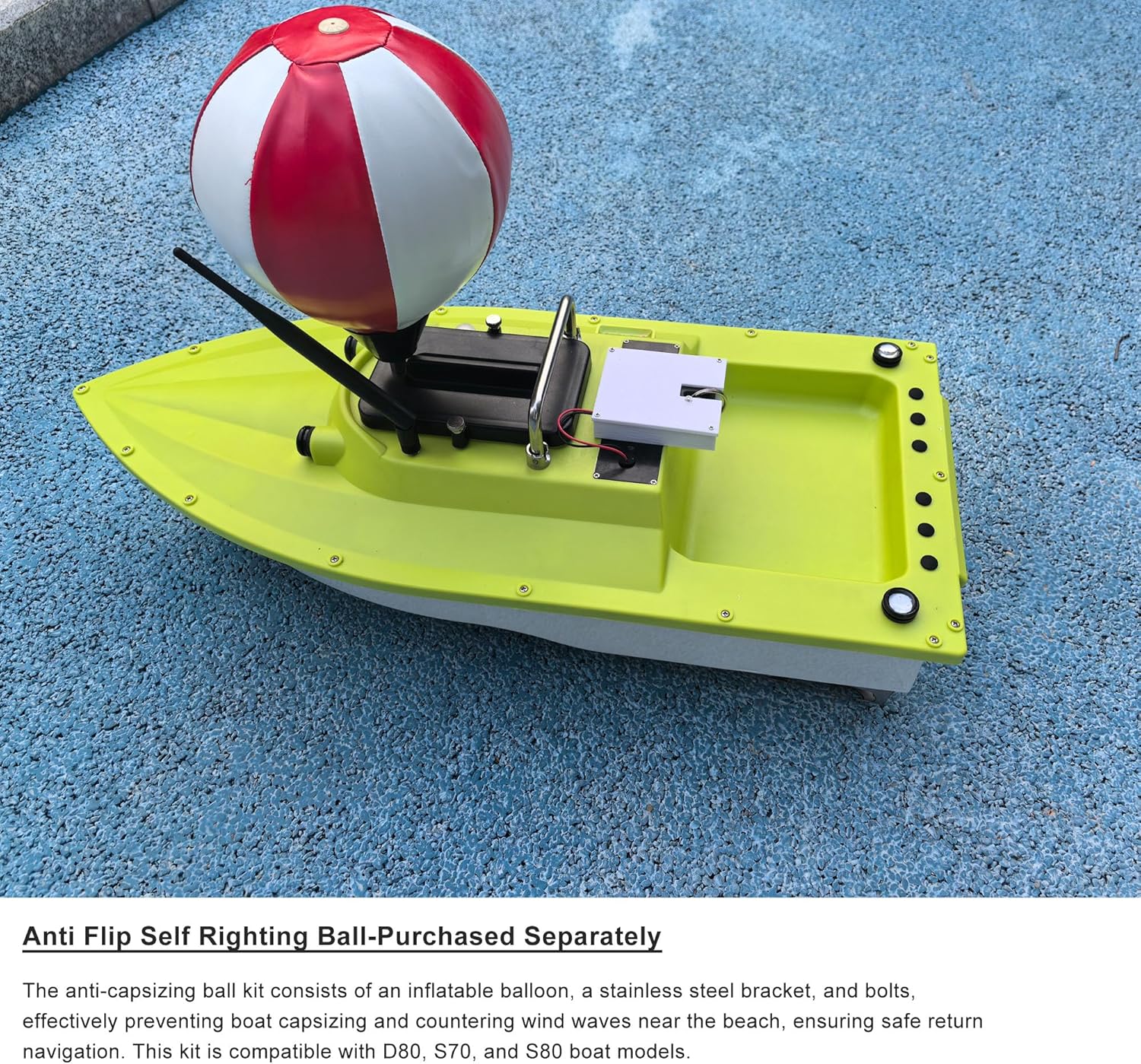 S80 Brushless Motor Super Speed Saltwater Fishing Bait Boat with GPS for Surf Fishing with Digital Releases,IP 66 Waterproof,500M Range,5 Meters/Second