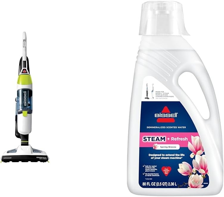 Bissell PowerFresh Vac & Steam All-in-One Vacuum and Steam Mop, 2747A + Bissell Spring Breeze Steam Water 80oz