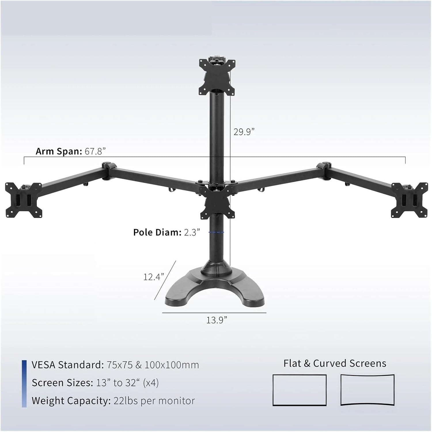 Steel Quad Bracket Adjustable 3+1 Bracket | 4 Screens up to 32 inches