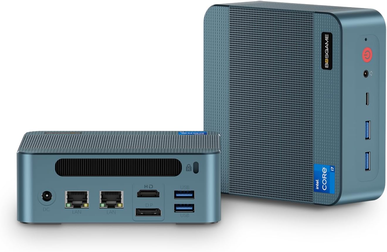 BOSGAME P2 Plus Mini PC - Intel i7-12700H, 32GB DDR5, 512GB NVMe SSD | Win11 Pro | Thunderbolt 4, 4K Triple Display | 2.5G Ethernet + WiFi 6E | Ultra-Compact Desktop Computer