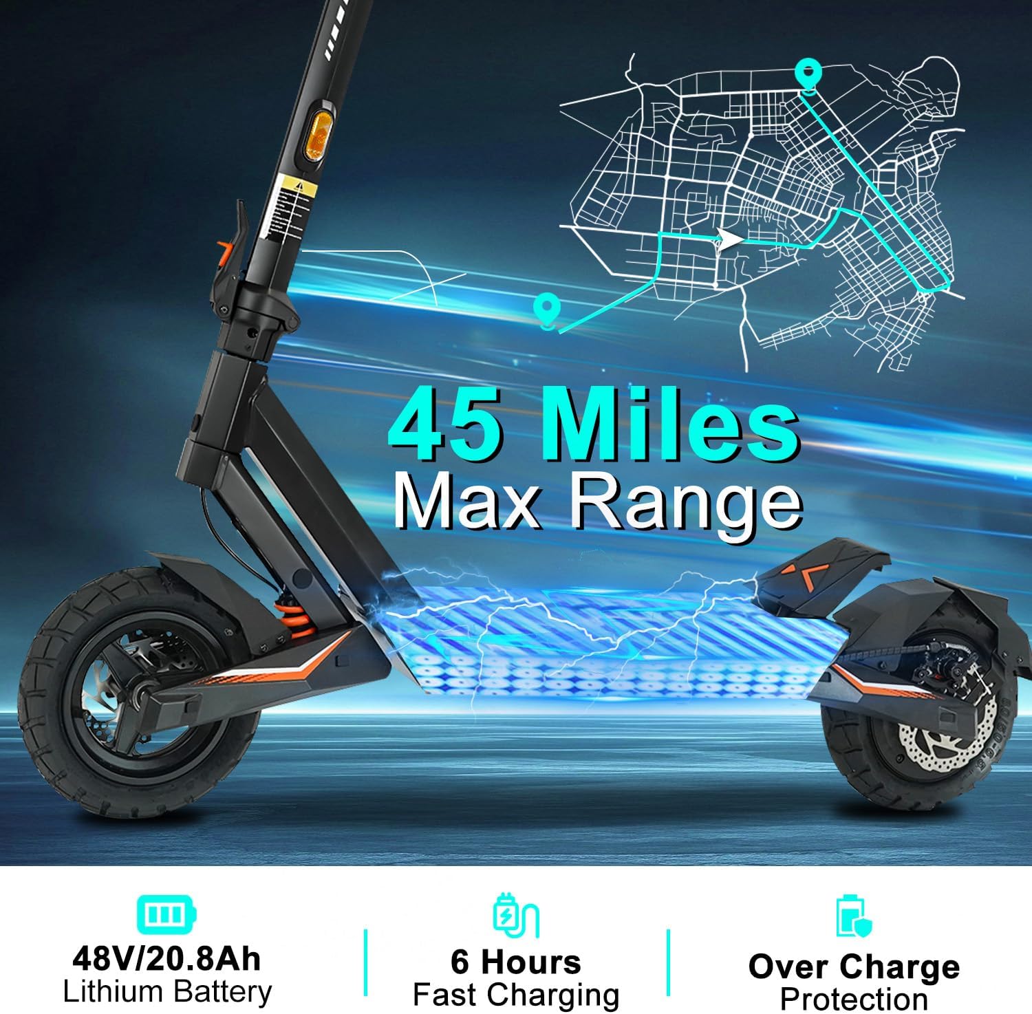 Electric Scooter Adults 1600/6000W Motor 50 Miles Long Range & 40/45/50 MPH Top Speed 10