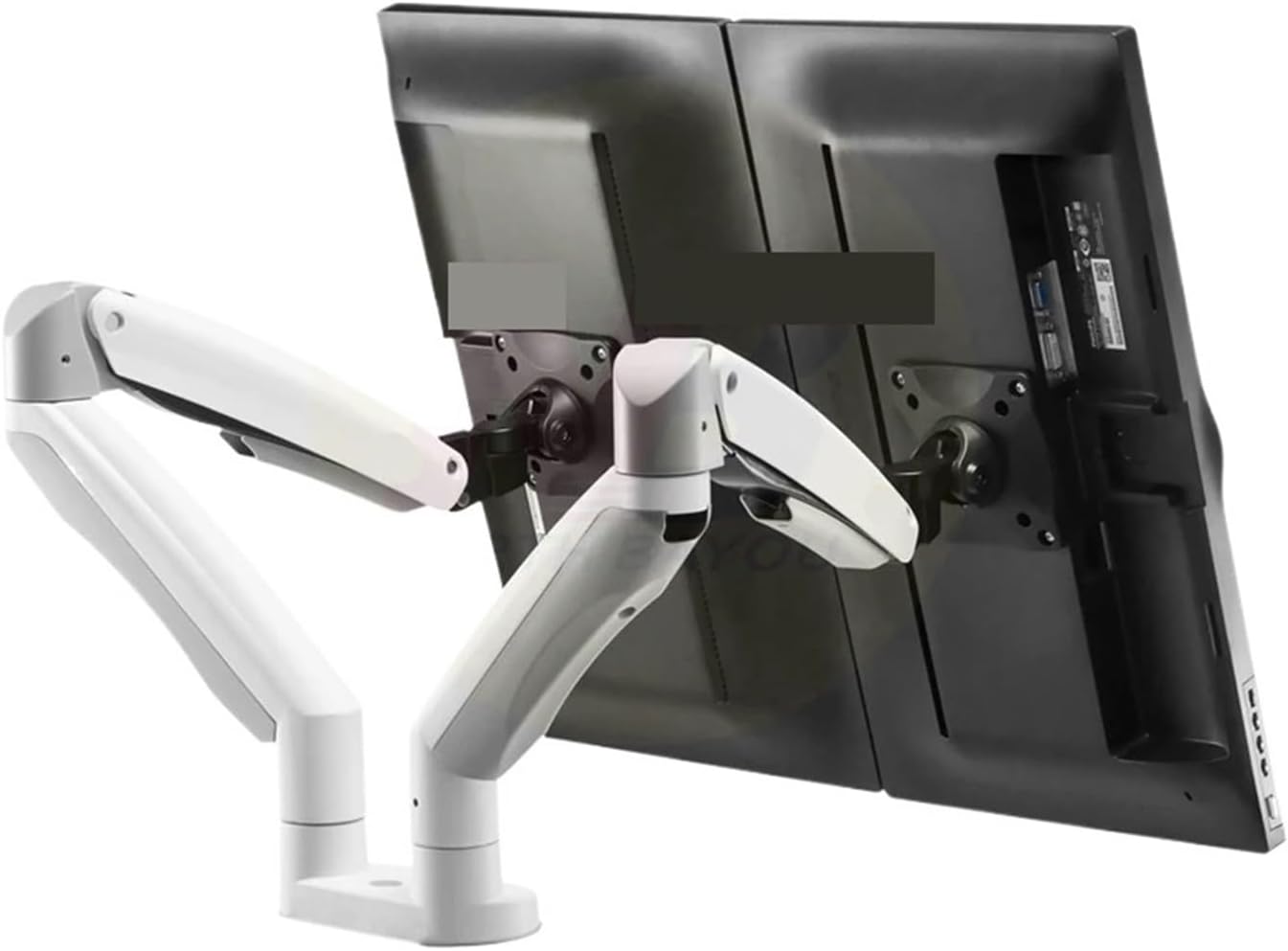 Aluminum Alloy 22-32 Inch Dual Monitor Mount Gas Spring Arm Full Motion Monitor Stand with 2 USB Ports 3-12 kg F195A