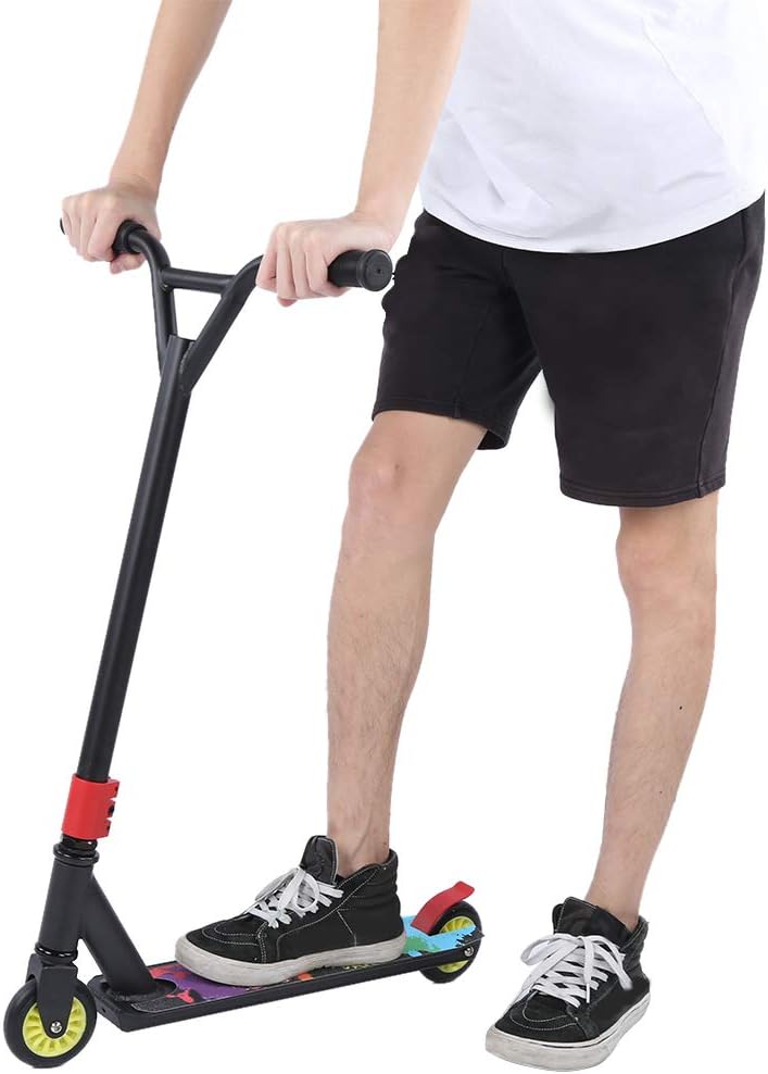 Portable Stunt Scooter, Adult Scooter Set with Aluminum y Wheels, Black for Commuting and Ad, Aviation Aluminum