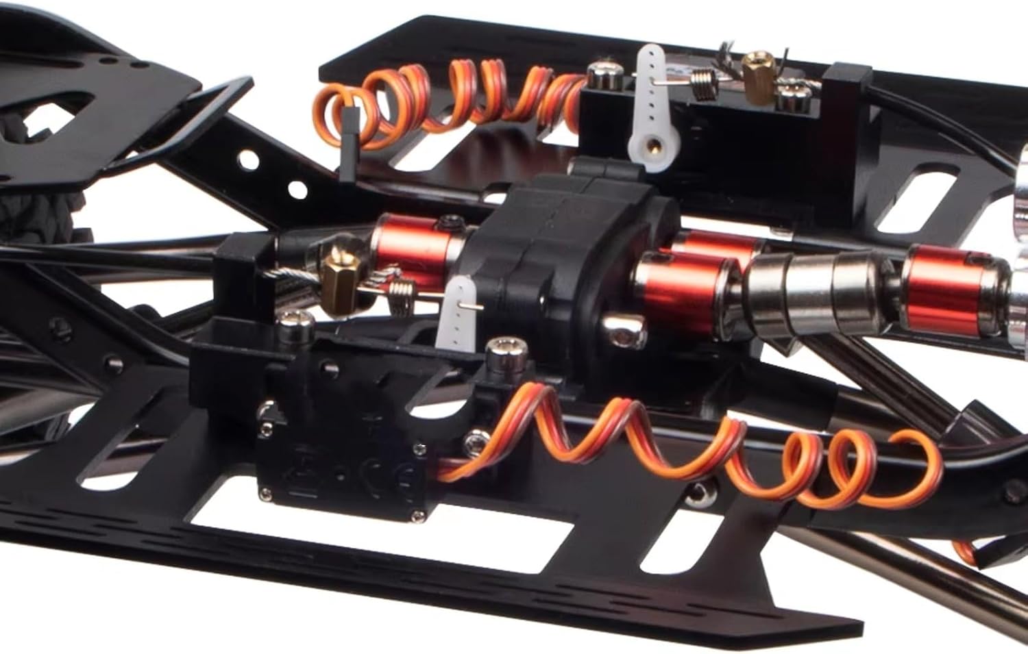 RC car Components Compatible with Axial for SCX10 90046 1/10 RC Car Parts – 313mm Wheelbase Metal Frame Kit with Pre-Installed Double-Speed Gearbox