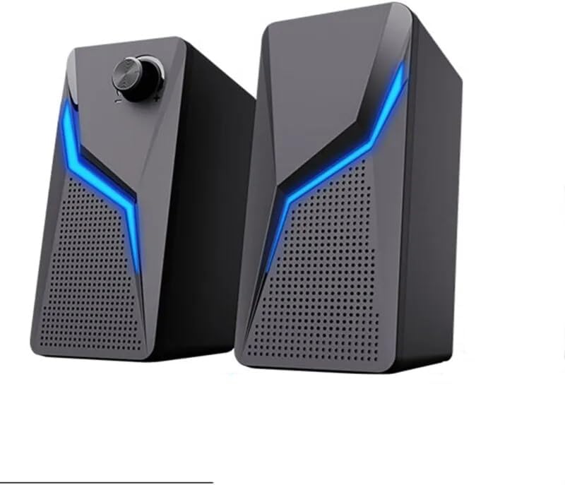 Computer Gaming Speakers PC Sound Box Stereo Microphone Wired with LED Strong Bass 2.0 Loudspeaker