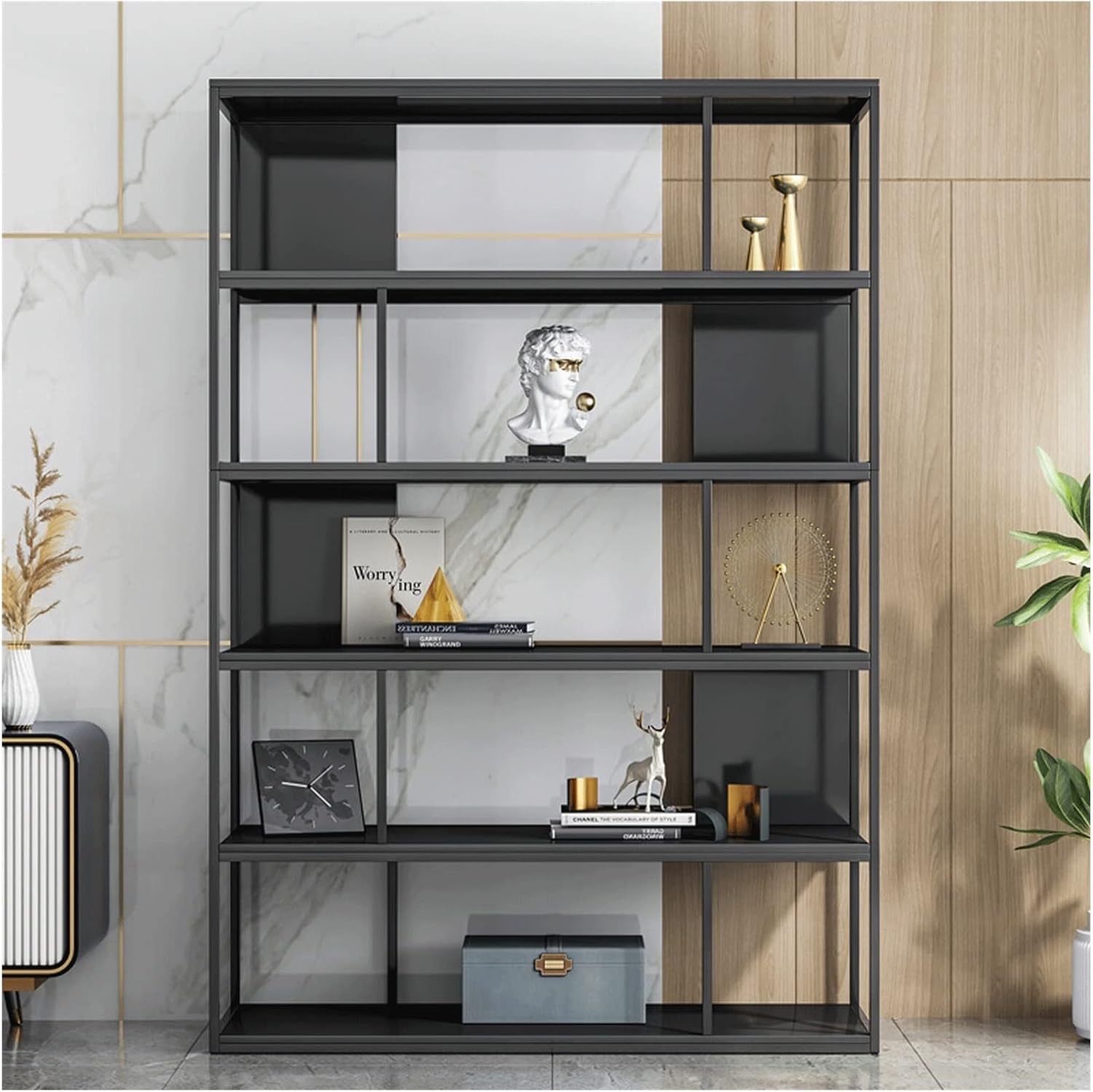 FACMAS Small Bookshelf Cabinet Display Cabinet Wrought Iron Bookcase Display Cabinet Free Combination Cabinet Bookshelf Rack Office Living Room Bedroom Bookshelf Bookcase/Bookshelves