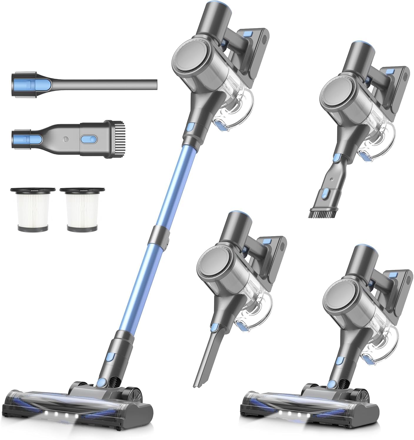 Zefiro Cordless Vacuum Cleaner for Home,450W /40Kpa 50Mins Stick Vacuum,Anti-Tangle 1.5L Dust Cup, Rechargeable Wireless Handheld Vacuum for Pet Hair/Carpet/Floor