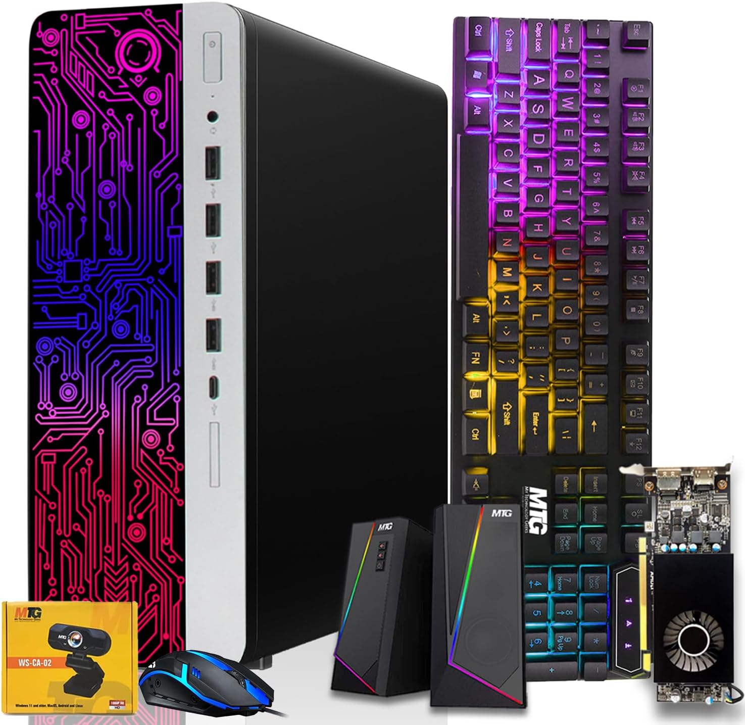 HP G3 Gaming Desktop PC, Intel Core i5 4th Gen, AMD RX 550 Graphics, 16GB RAM, 240GB SSD, RGB Keyboard Mouse, Speaker, Webcam, Windows 11 (Renewed)