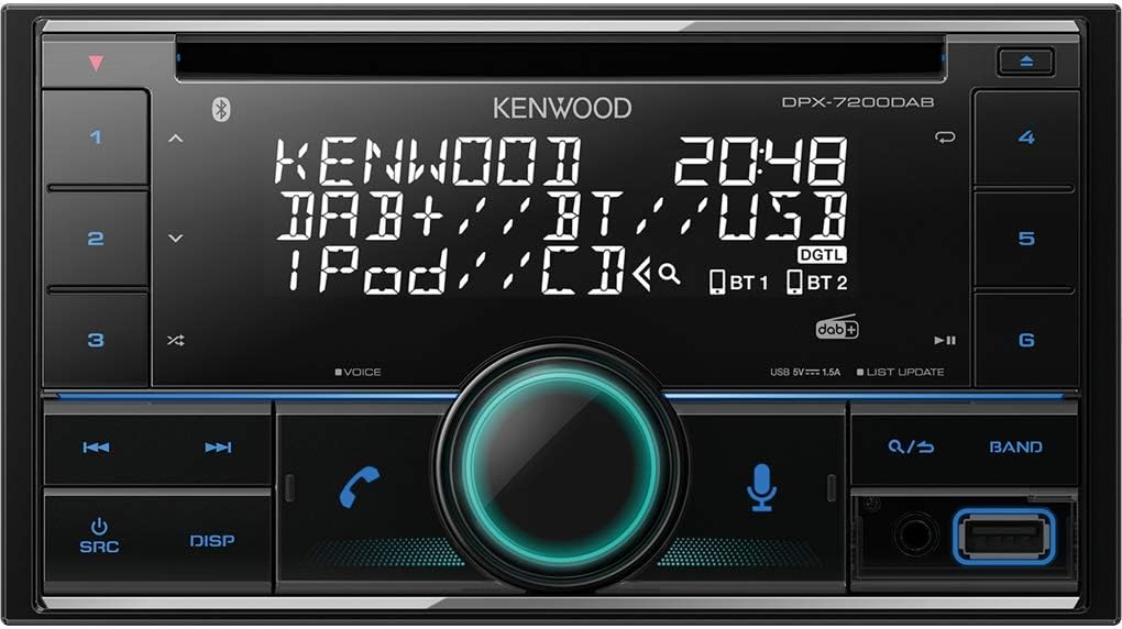 Kenwood DPX-7200DAB 2-DIN CD Car Radio with DAB+ and Bluetooth Hands-Free Kit (Alexa Built-in