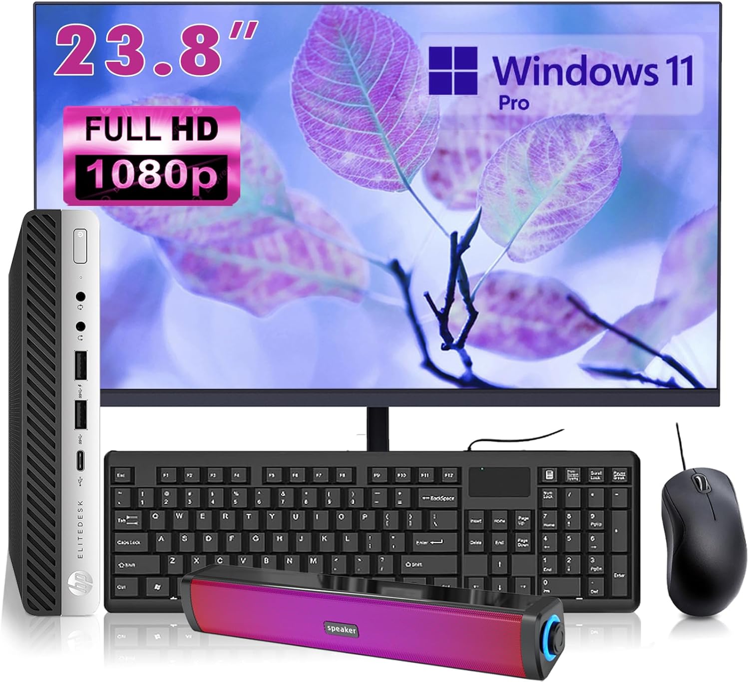 HP EliteDesk 800 G4 Mini Desktop with New 24