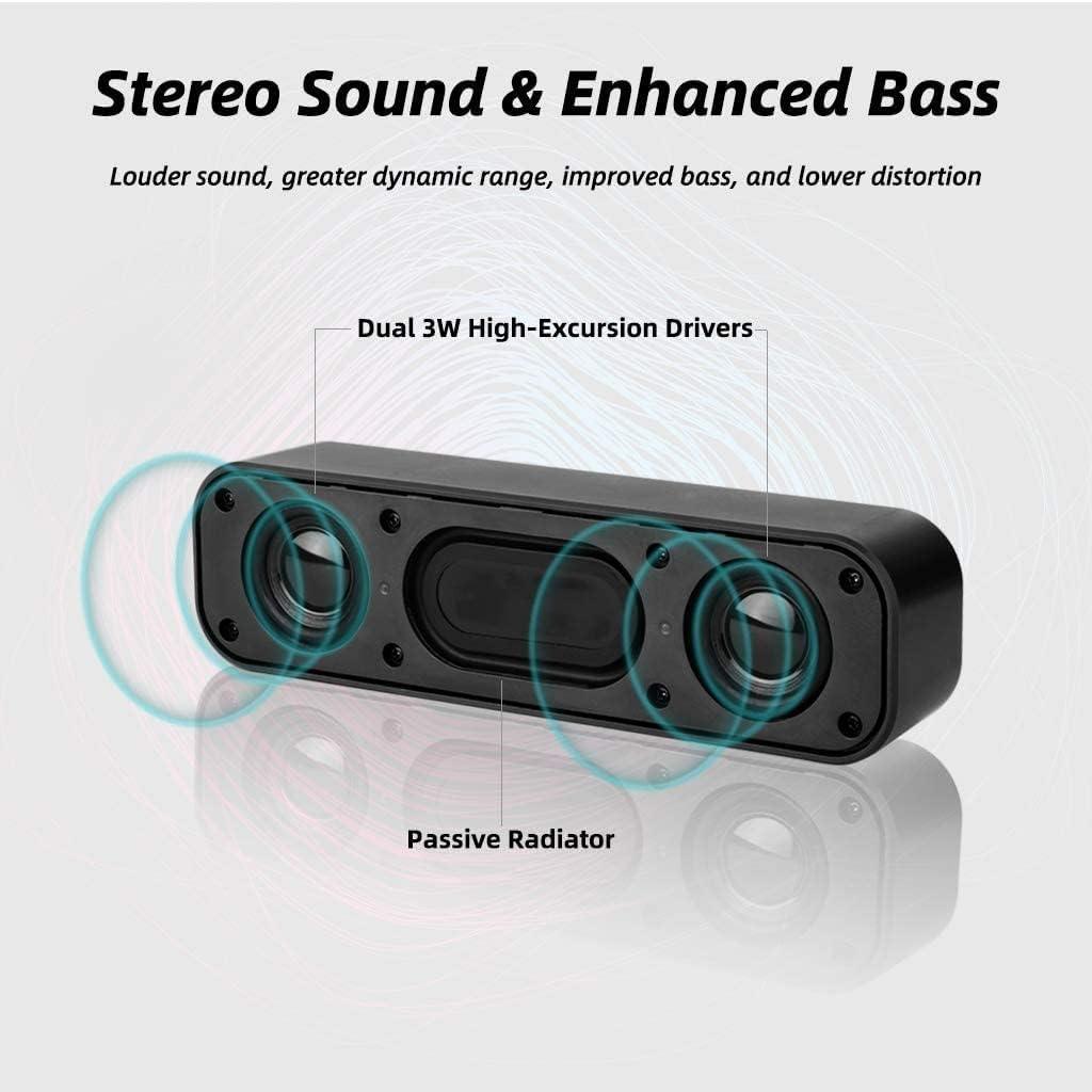 USB Computer Speaker, Laptop Speaker with Stereo Sound & Enhanced Bass, Portable Mini Sound Bar
