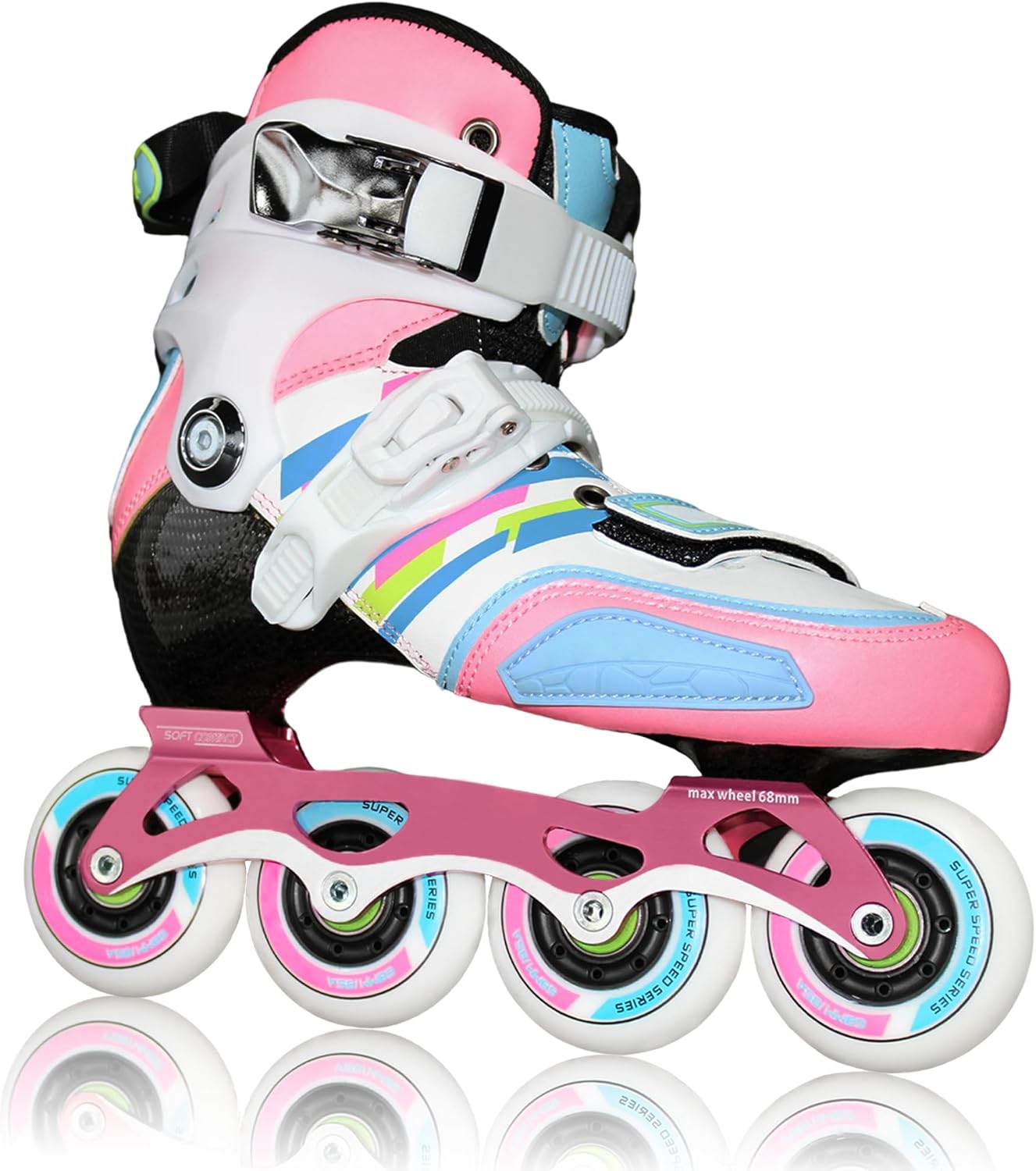 Inline Skates for Girls Boys, Performance Carbon Fibre Roller Skates Blades for Kids Ages 4-12 with PU Wheels, Fun Beginner Skates for Outdoor & Indoor