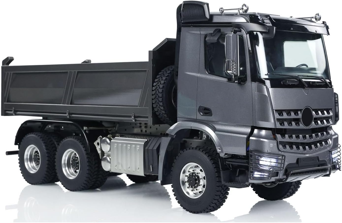 Metal 1/14 6x6 Hydraulic RC Dump Truck 3363 Remote Control Tipper Car Sound 2-Speed Transmission Differential Lock Axles Light Sound System Hobby Grade Model