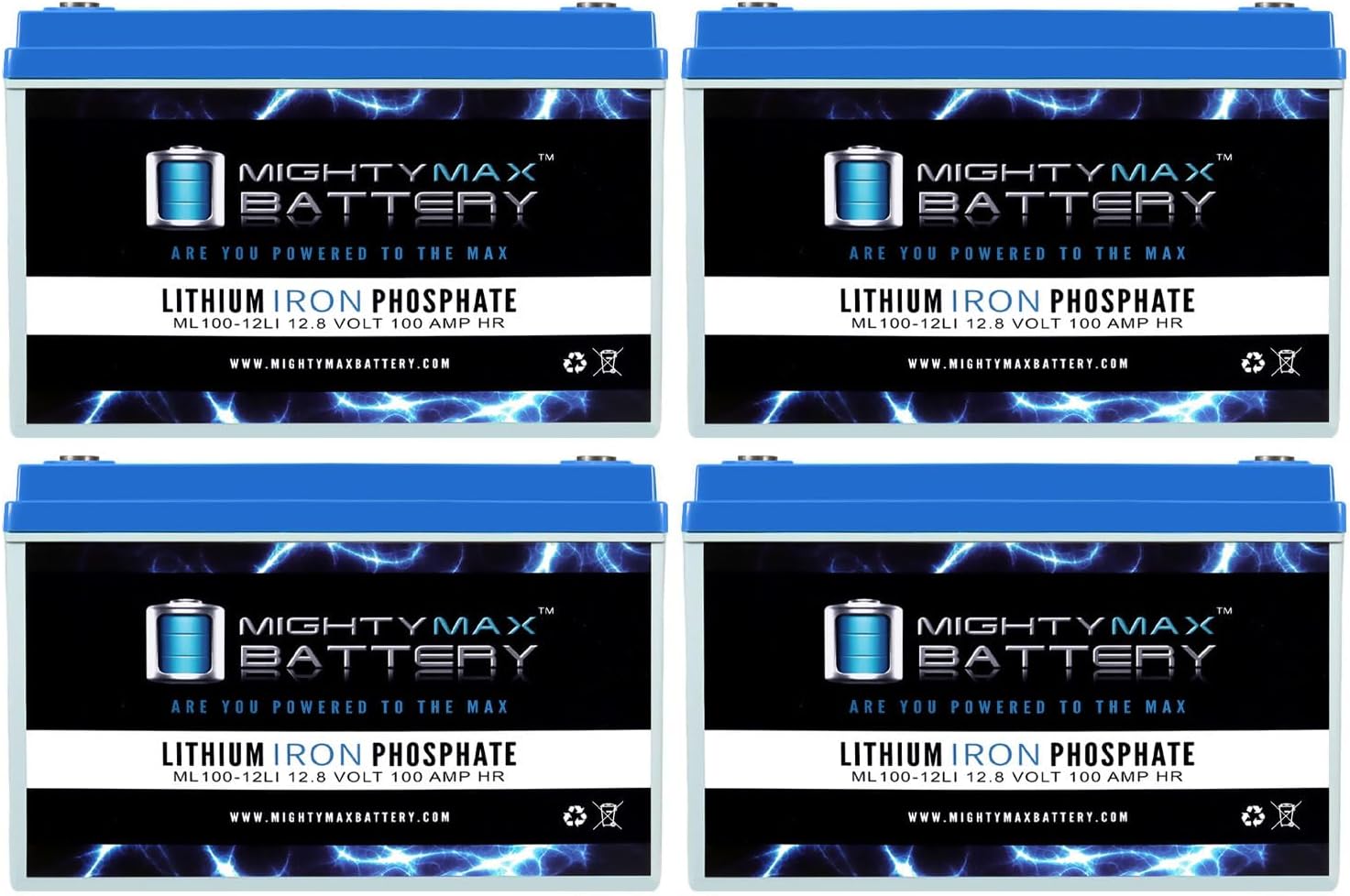 Mighty Max Battery 12V 100AH Lithium Replacement Battery Compatible with Easy Rider SR003BLK Mobility Scooter - 4 Pack