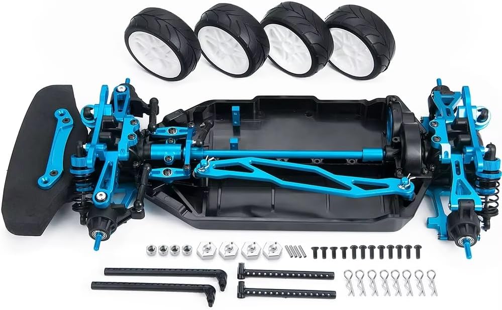 RC Car Accessories Compatible with Tamiya for TT02 1/10 RC Car Upgrade Parts Replacement Accessories Metal and Plastic for Chassis Frame Assembled Set