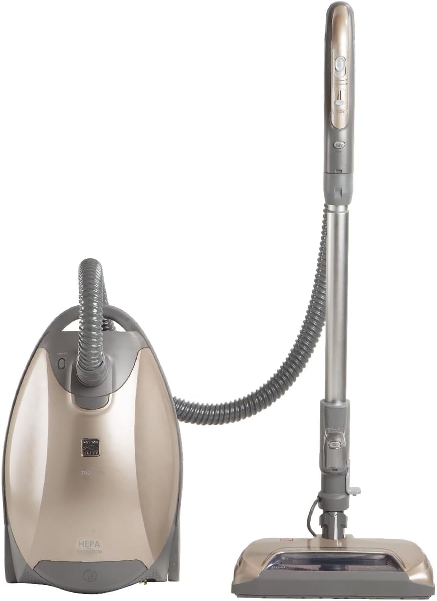 Kenmore Elite 81714 Pet Friendly Ultra Plush Lightweight Bagged Canister Vacuum with Pet PowerMate, HEPA, Extended Telescoping Wand, Retractable Cord, and 3 Cleaning Tools-Champagne