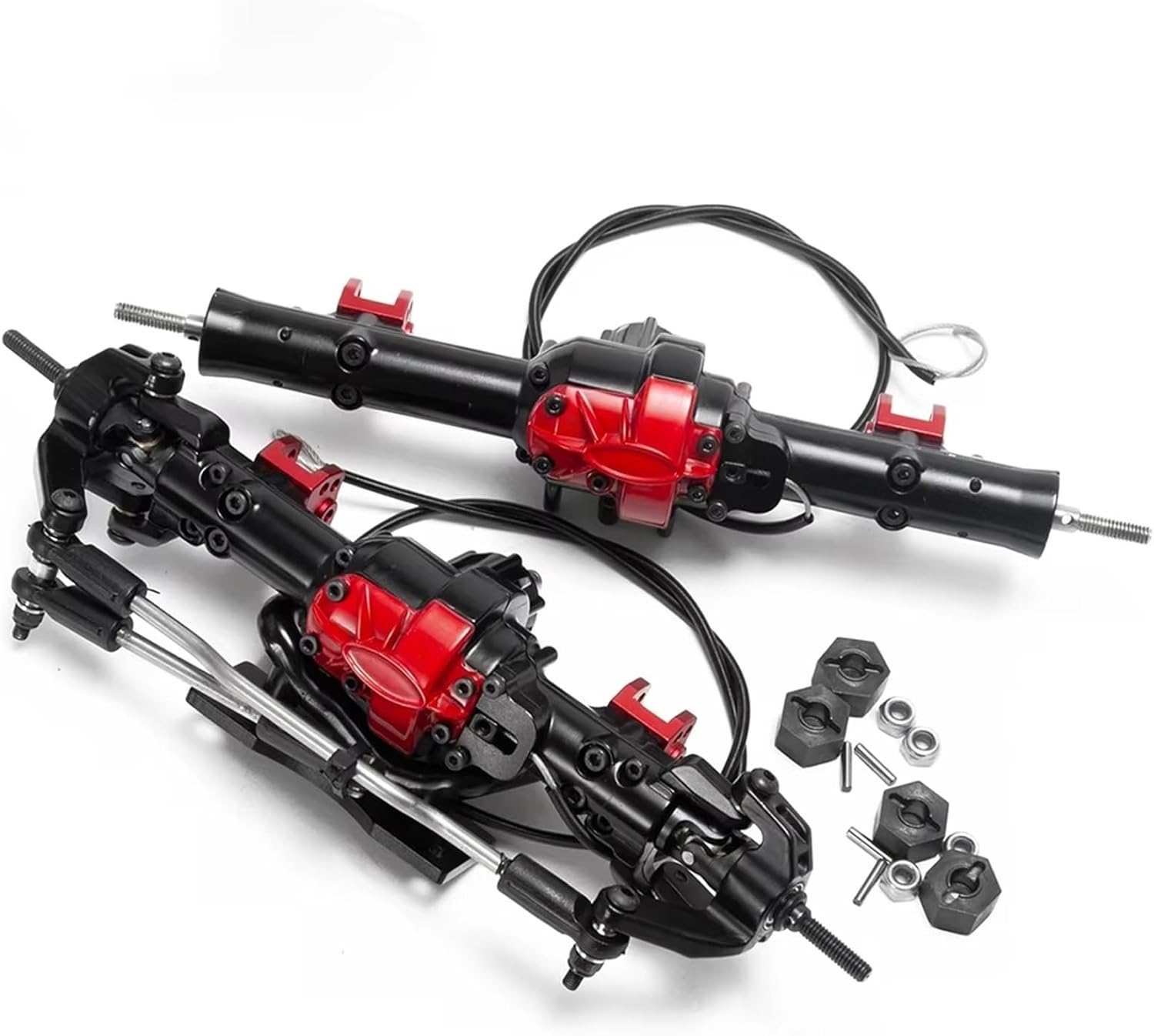 RC Front Rear Drive Axle Compatible with D90 1/10 RC Crawler Car Upgrade Parts High Strength Metal Complete Axle Front and Rearr Axle with Differential Lock(Front and Rear)