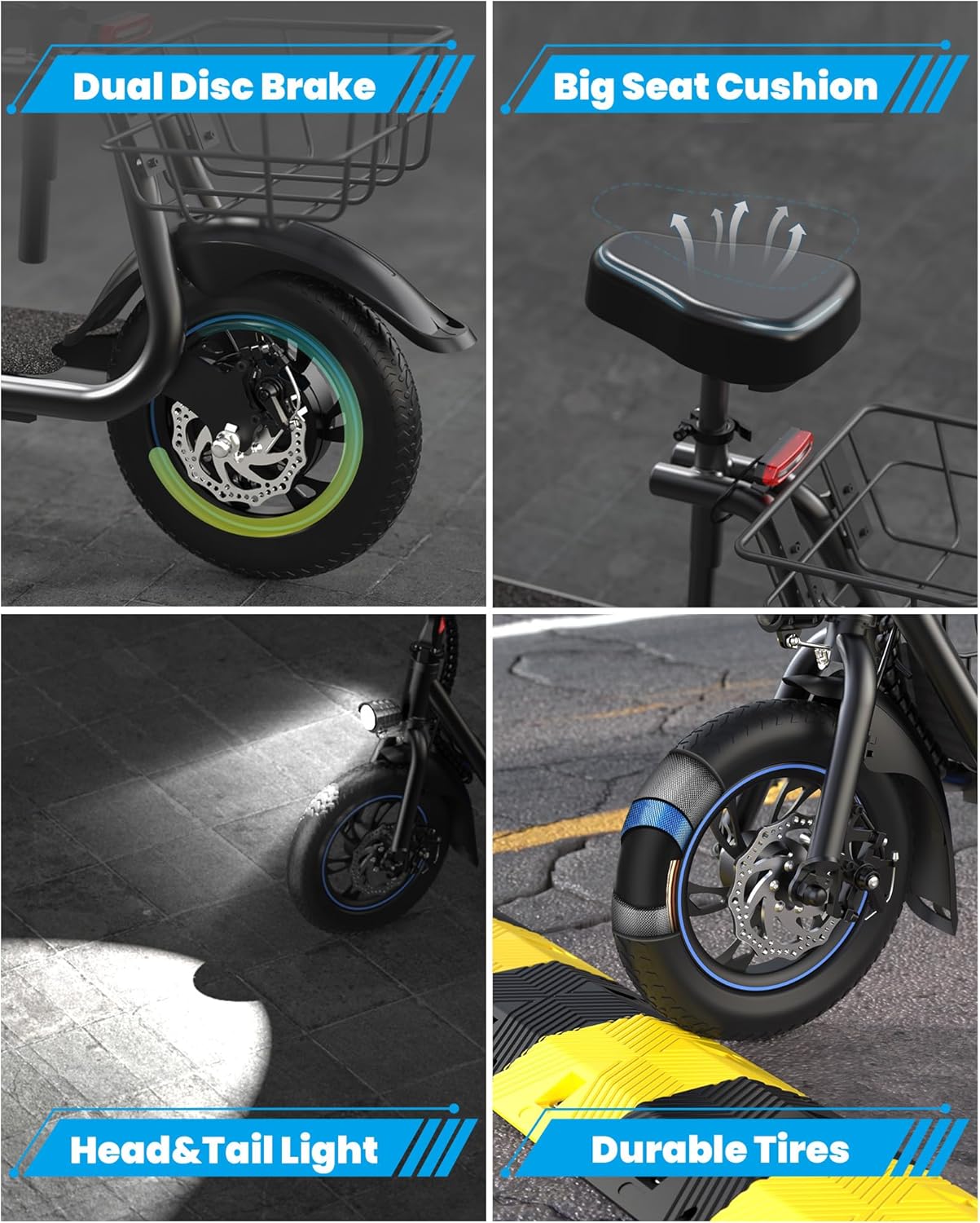 Gyroshoes Electric Scooter with Seat for Adults & Teens, 550W Powerful Motor, 20-Mile Range, Speed up to 18.6MPH, Ample Storage for Pets & Cargo, Electrically-Powered Motor Scooters