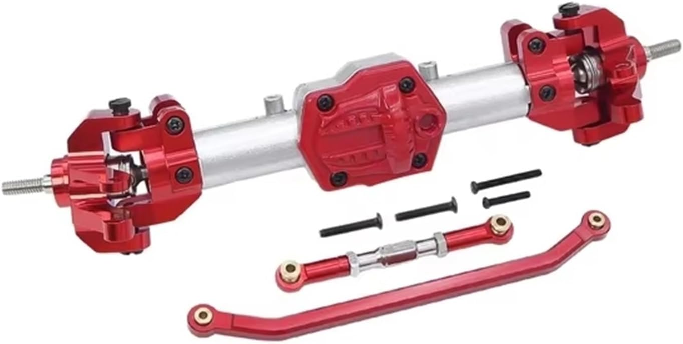 RC Front Rear Drive Axle Compatible with MN128 G500 MN86KS MN86S 1/12 Rc Crawler Car Upgrade Front Rear Differential Straight Axle with Diff Gear(Red,Front and Rear)
