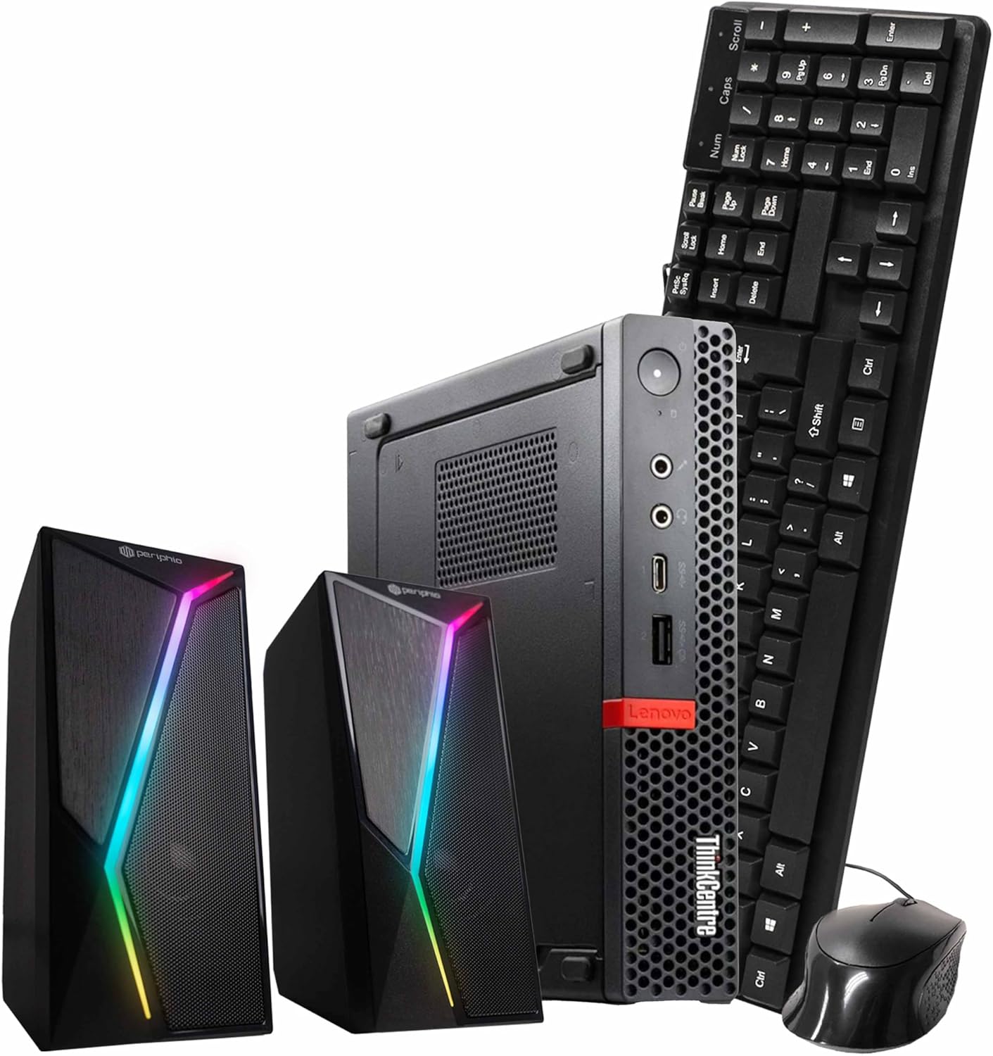 Lenovo M720Q ThinkCentre Mini PC | Windows 11 Pro | Intel i5-8400T | 8GB RAM + 250GB NVME | RGB Speakers | 5G WiFi + BT | Home or Office Micro Desktop Computer (Renewed)