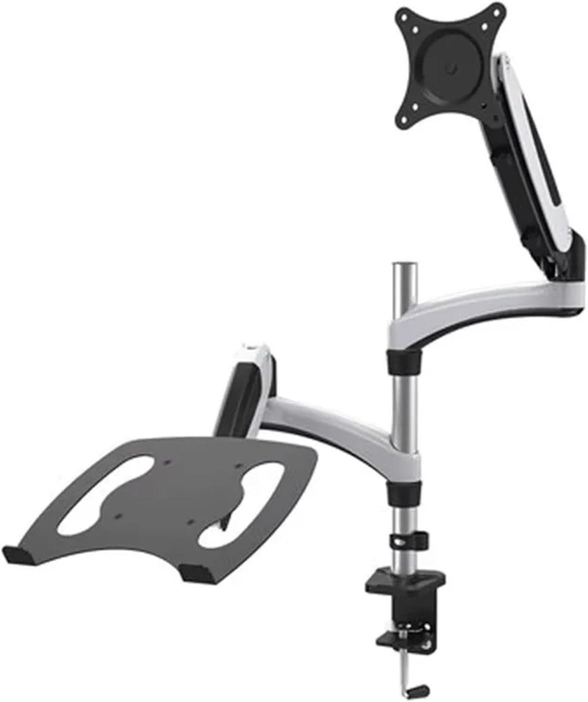 GM124U-D Multimedia Desktop Dual-Arm 10-27 Inch Monitor Stand + Laptop Stand Desktop Full Motion Dual Monitor Mounting Arm Stand