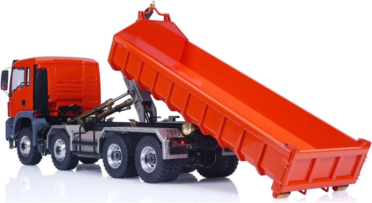 LESU 1/14 8x8 Metal Hydraulic RC Full Dump Truck RTR Remote Control Tipper Cars 2-Speed Transmission Lock Differential LED Light Sound System Motor Servo ESC