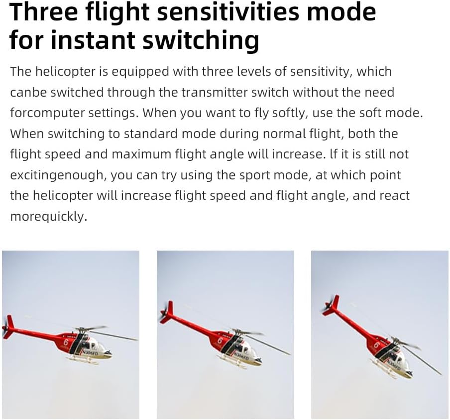 FLYWING Bell-206-V4 470-Class RC Helicopter, 2.4G 6CH Military Aircraft Model with GPS, 3D Flight, 4 Advanced Flight Modes, ACE Flight Control, Outdoor RC Plane for Adults (RTF Version)