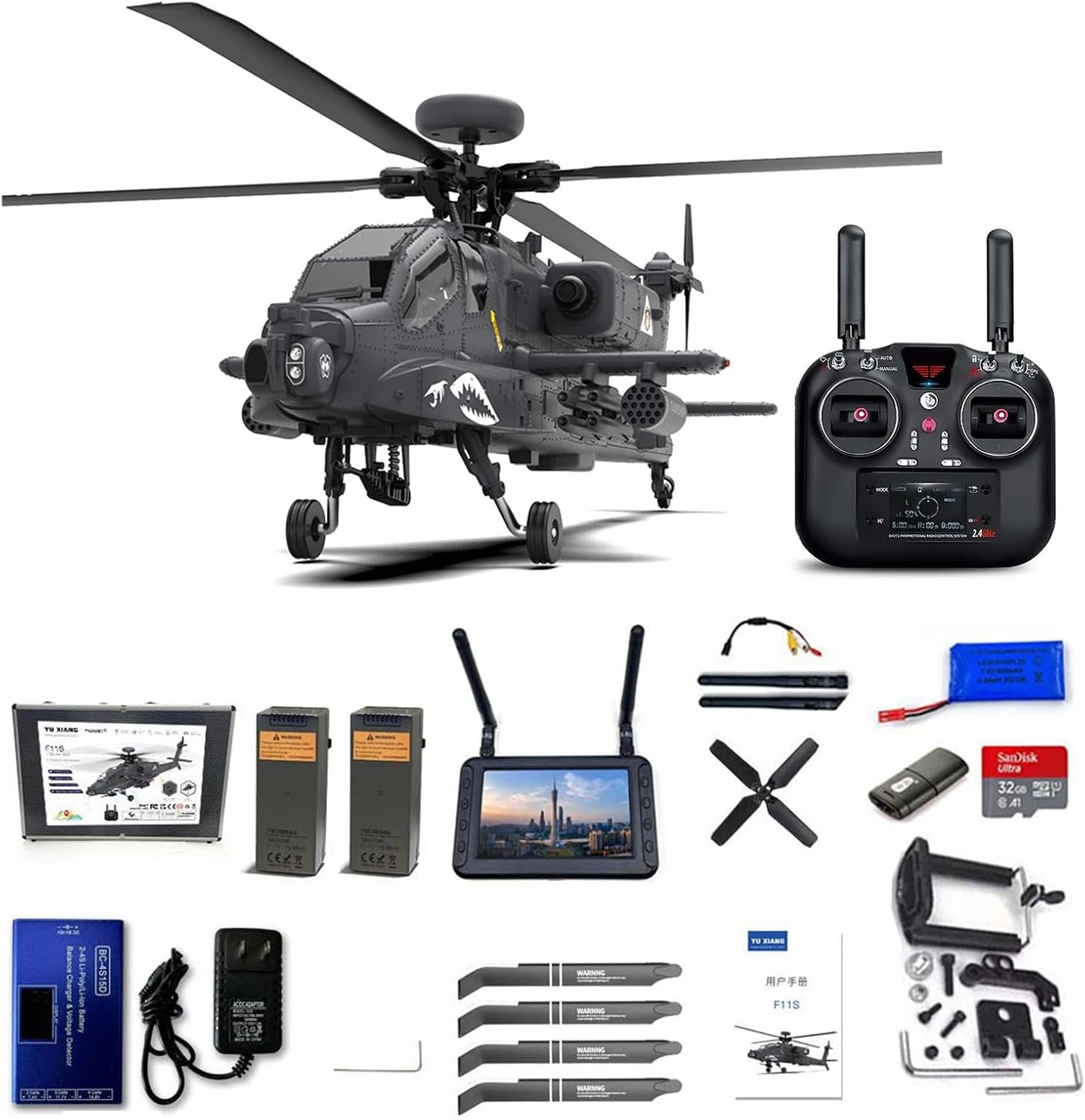 Remote Controlled Helicopter Aircraft Plane Drone RC Heli Single Rotor No Ailerons with Camera 6CH 6-Axis Gyroscope Altitude Hovering W/Optical Flow Localization 2Battery(with Camera)