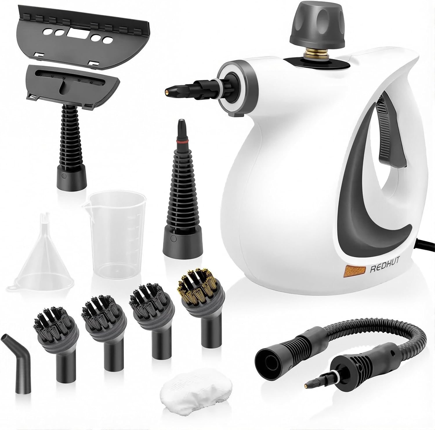 REDHUT Steam Cleaner, Pressurized Handheld Steam Cleaner with 12 PCS Accessories, Multi-Surface Steamer for Home Cleaning, Floor, Tile, Upholstery, Kitchen, Bathroom, Car Interior Cleaning (Black)