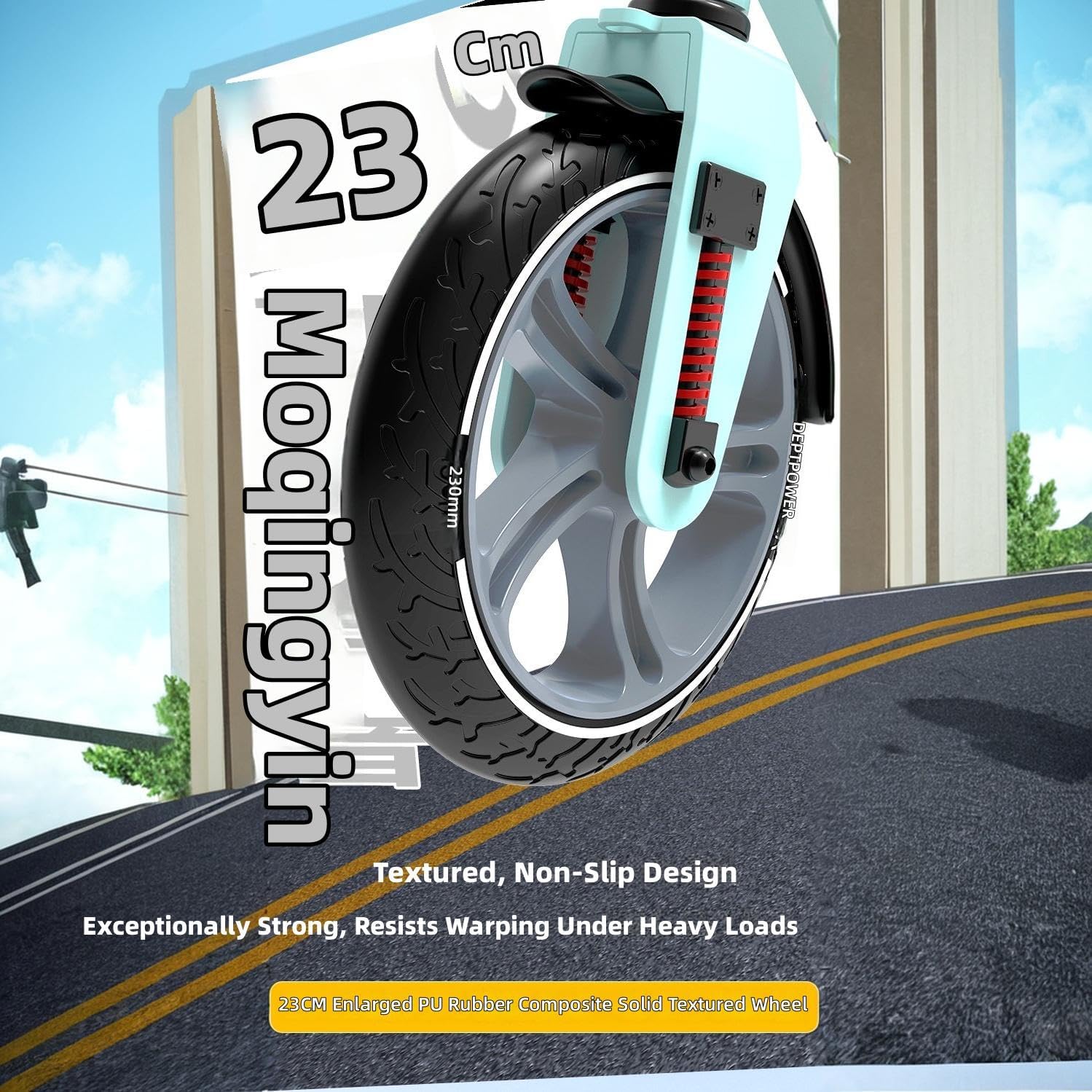 Big Wheels Kick Scooter, Folding Scooter for Ages 6, Lightweight Foldable Design, Adjustable Handlebars, Shock Absorption (Black, L105xW14.5cm, H:86-113cm)