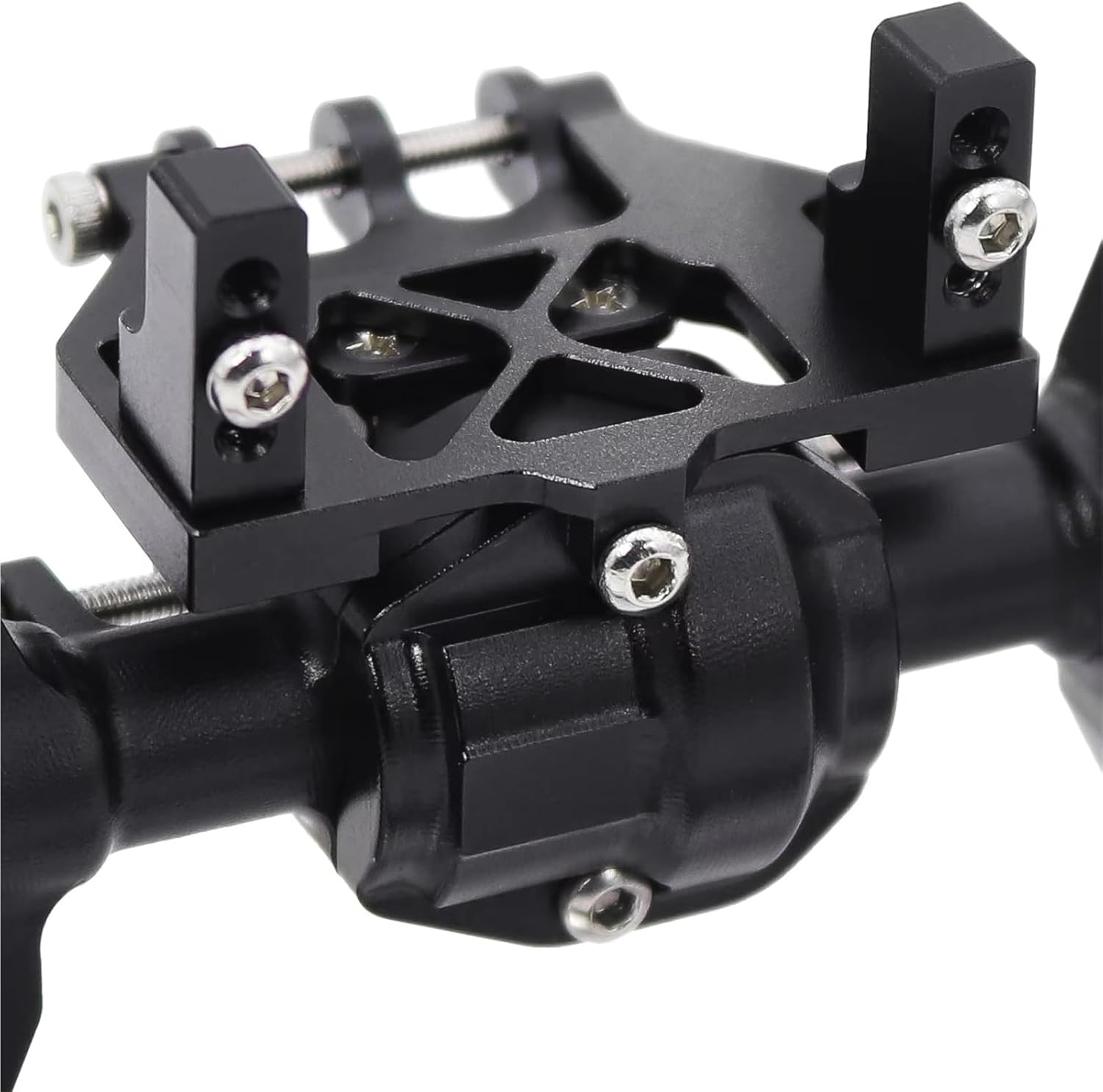 RC Front Rear Drive Axle Compatible with Redcat for Ascent-18 1/18 RC Crawler Upgrade Parts Aluminum Front Rear Portal Axle Complete Axles Set with Servo Mount(Black,Front and Rear)