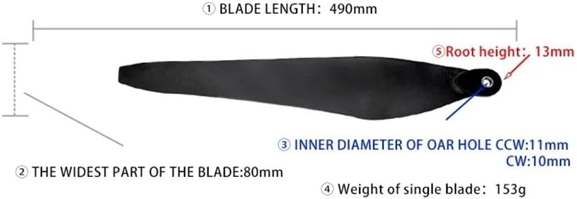 TS-40132 Reinforced Carbon Plastics Mix 40-Inch Folding Propellers (CW/CCW Set) for X11 Power Systems, Heavy-Lift Drone Rotor Components(2pcs CW and 2pcs CCW)