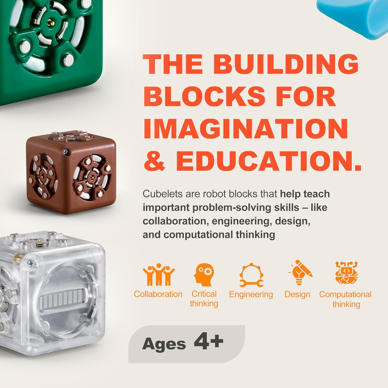 Modular Robotics Robot Blocks with 11 Robot Cubes - Curiosity Set for Home Robotics Kit - Kids STEM Kits - Kids Engineering Kit