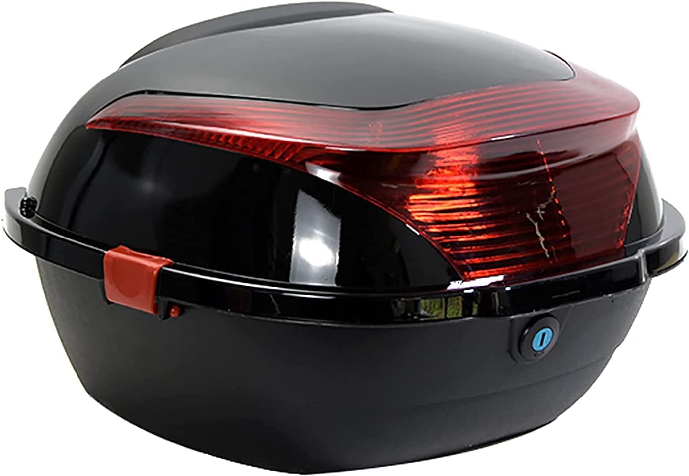 Universal Motorcycle Tour Tail Box Scooter Motorcycle Top Box Lock Storage Carrier Case with Soft Backrest and Mounting Hardware - Can Store Helmet (Color : White) (Black)