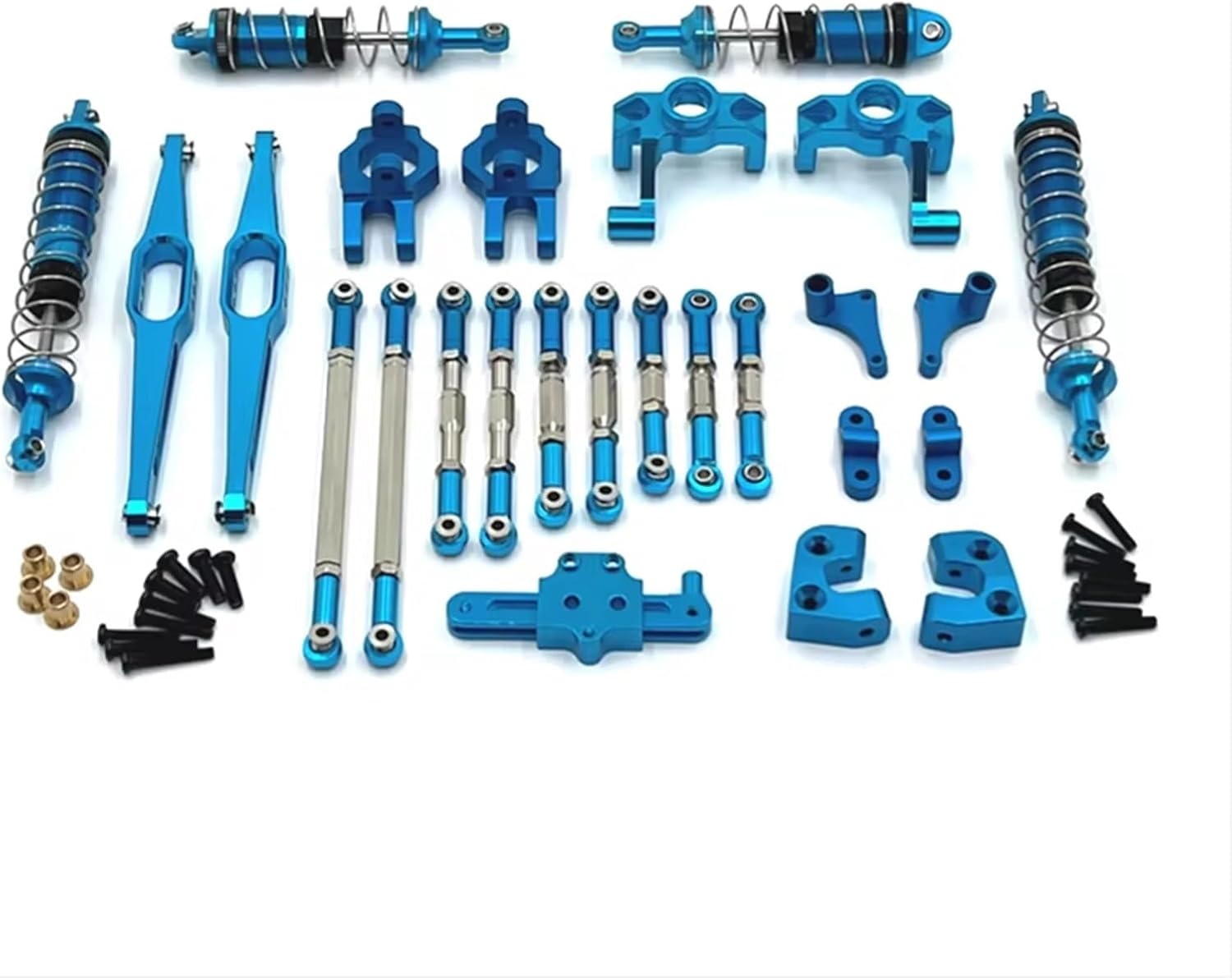 RC Car Replacement For WLtoys 12429 1/12 Metal Upgrade Shock Absorber Pull Rod Steering Cup Kit Remote Control Car Accessories(Blue)