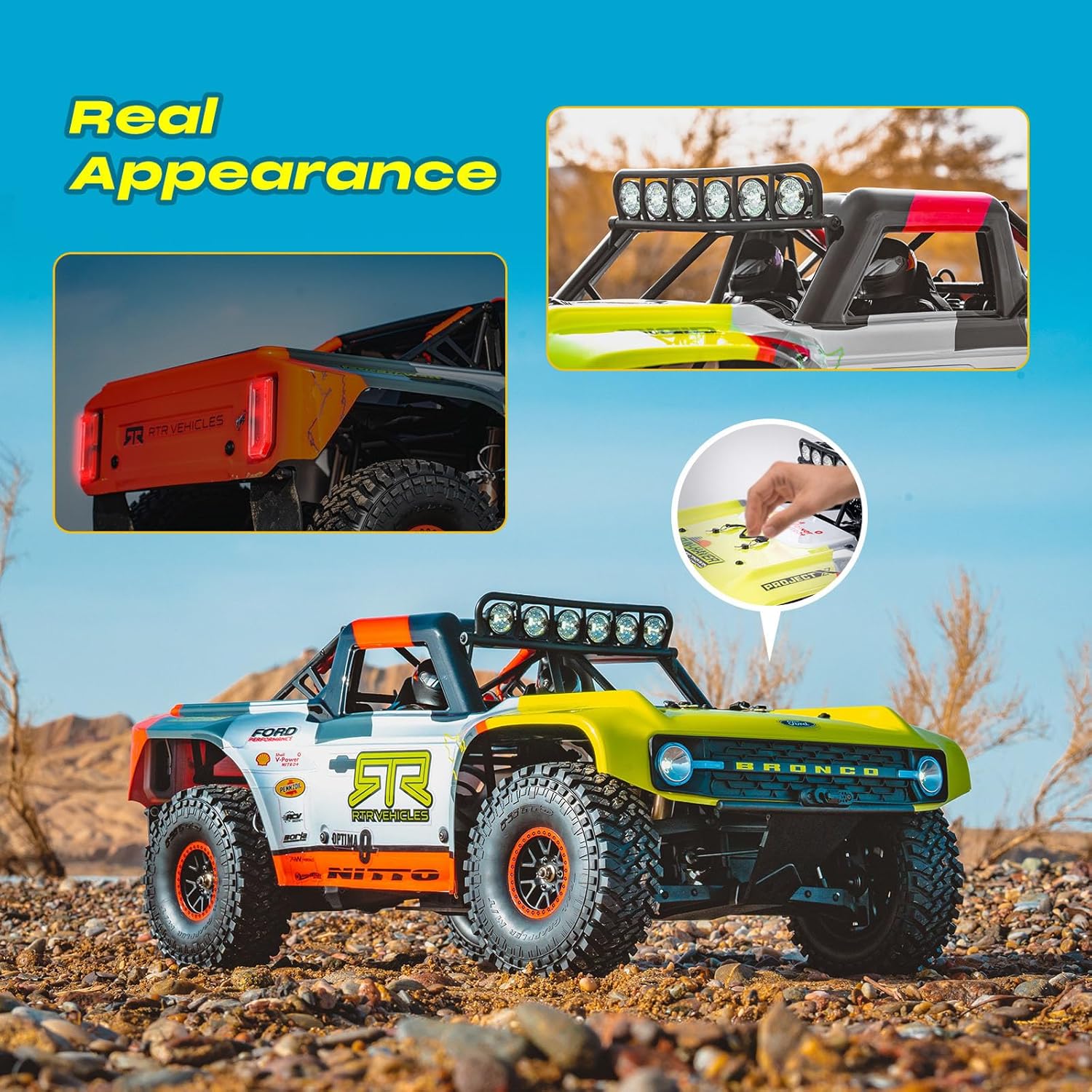 BEEZRC FMS 1/7 Ford Bronco RTR EB RC Short Course Truck Fast 80km/h High Speed RC Off-Road Brushless 4x4 RC Truck RC Car Hobby RC Waterproof Remote Control Car for Adults RS Racing Livery 2025