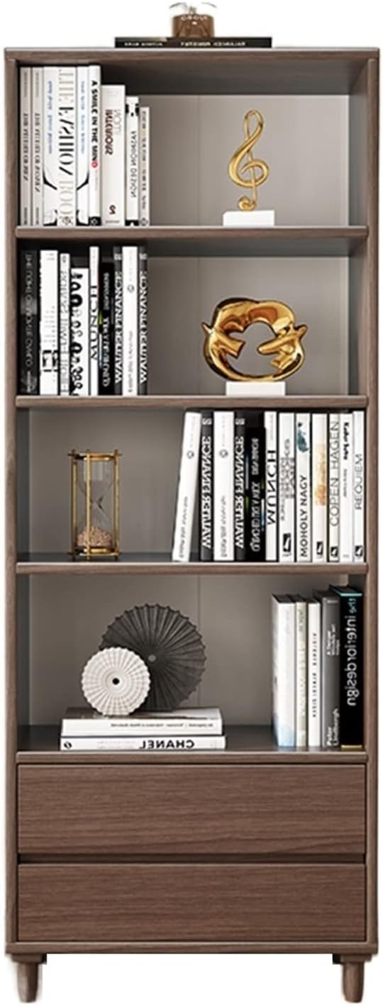 KIRANDY Solid Wood Bookcase, Combination Bookshelf Storage Rack for Bedroom, Floor Simple Study Cabinet (Color : Walnut Color 30x60x180cm)