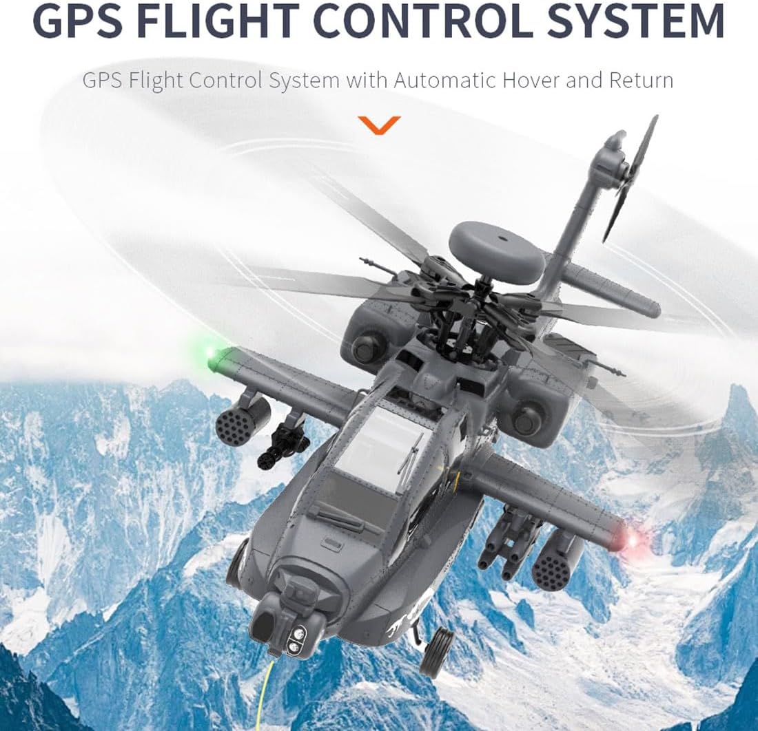 Remote Control Helicopter for Adults- 1/32 F11-S AH64 RC Helicopter with Smart GPS, 2.4G 6CH Dual-axis Co-Drive Flybarless Remote Control Airplane, Gift for Christmas Birthday