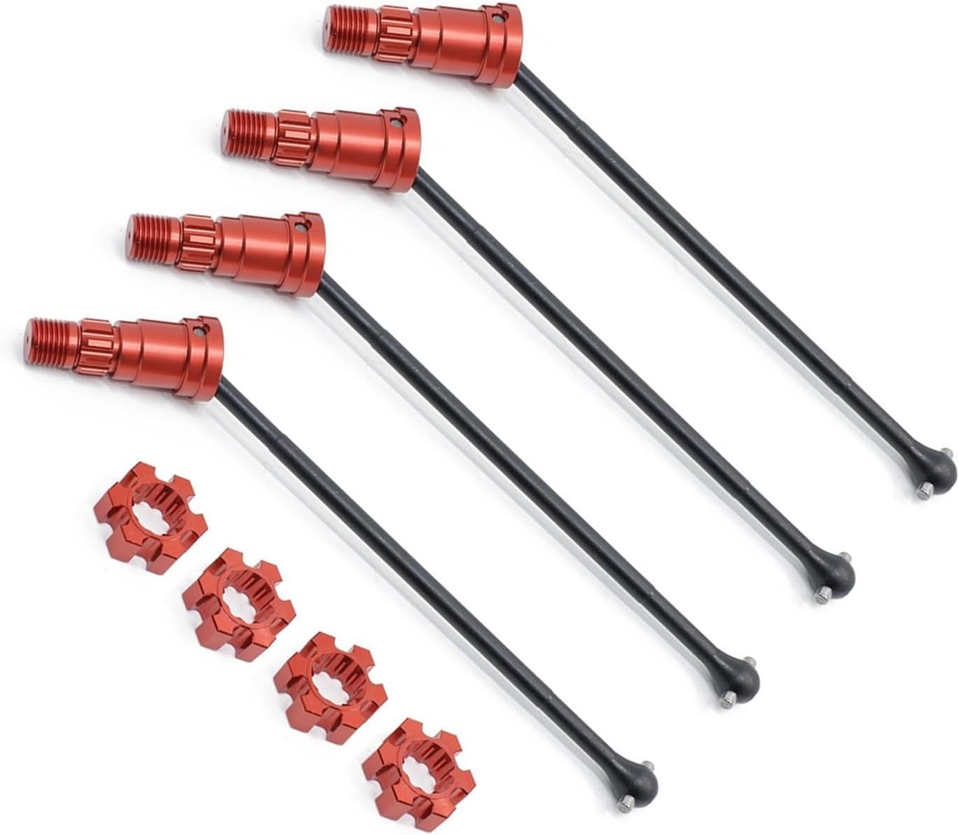 RC Car Drive Shafts for Traxxas for X-Maxx 6S 8S 1/5 for Monster Truck Metal Front and Rear Drive Shaft CVD Transmission Shaft RC Car Upgrades Parts Accessories(Red,Size 4pcs)