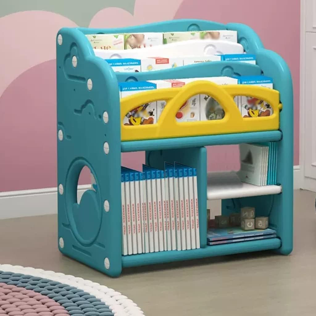 GIZNXBA Kids Bookshelf, 5-Tier Floor Standing Bookcase for Books and Toys, Space-Saving Book Shelf Organizer Storage Rack for Bedroom, Living Room, Nursery, Playroom (Color : /Blue A)