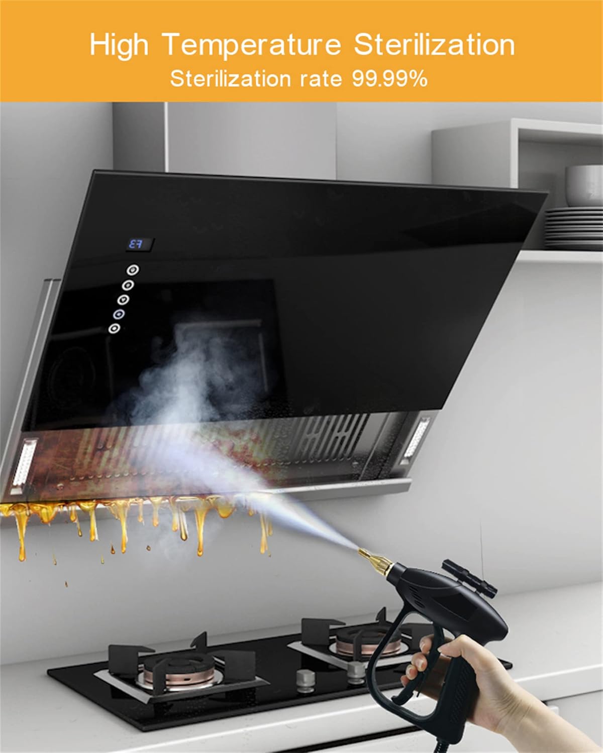 High Pressure Steam Cleaner,2600W Mobile Cleaning Machine Steam Cleaner High Pressure Steam Cleaner Kitchen Range Hood Air Conditioner Cleaning Tools