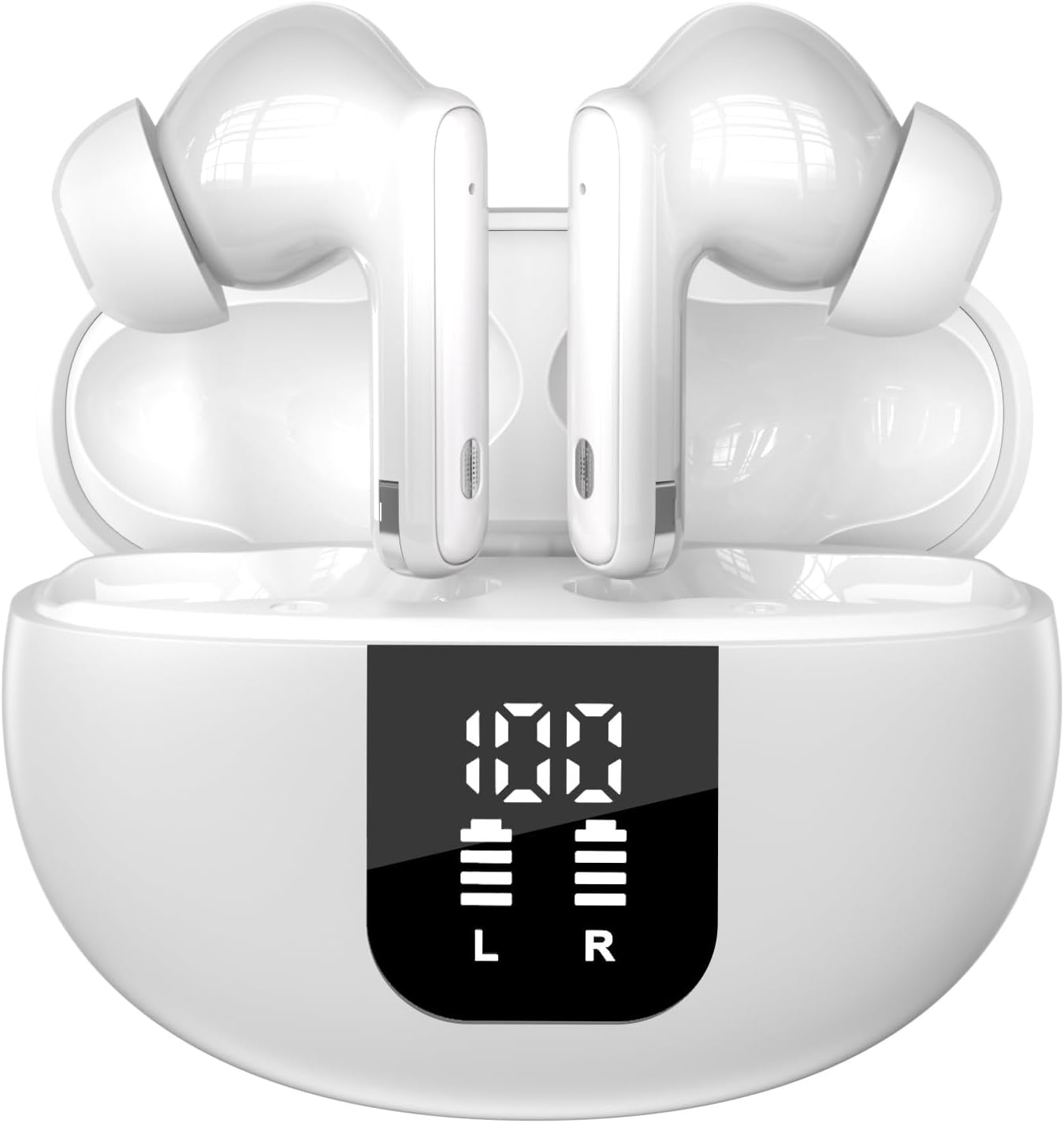 Wireless Earbuds Bluetooth 5.4 Headphones AI real-time translation,Wireless Sports Headset, ANC Active Noise Cancellation Earphones, Ultra Long Lasting for Phone Laptop PC TV Running Workout,White