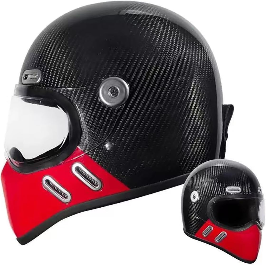 Motorcycle Fiberglass Modular Helmet, Full Face Lightweight Design Integrated Street Racing Helmet DOT Approved Adults Outdoor Sports Moped Four Wheeler Helmet for Men and Women