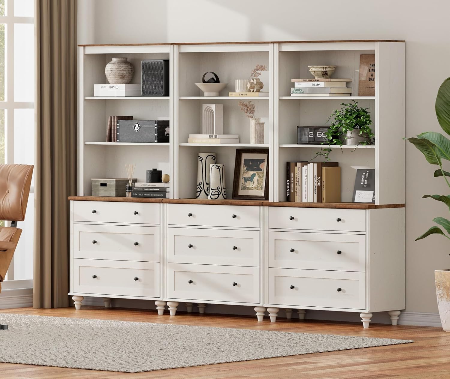 WAMPAT Farmhouse 5 Tier Wooden Bookcase 72