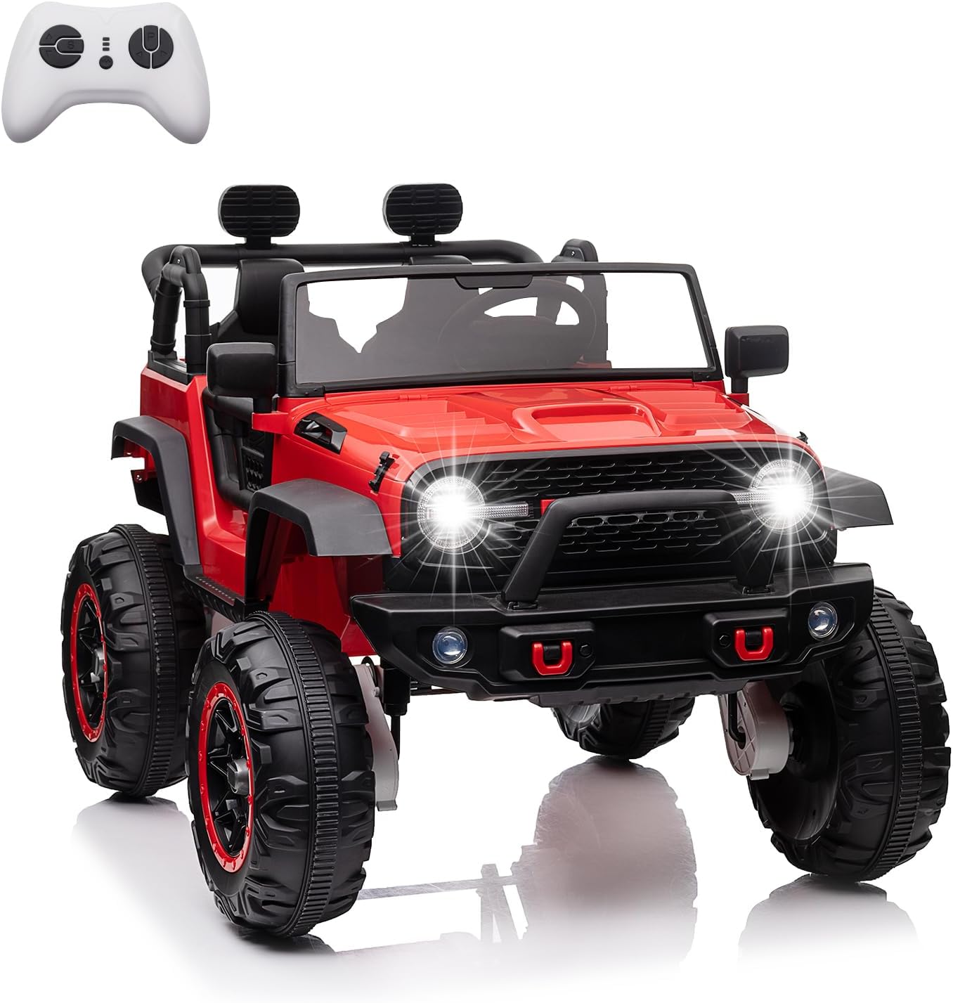 OUTLANE 24V Kids Ride on Car, 2-Seater Electric Car with Remote Control, 4x45w Motors Kids Electric Vehicles Ride on Toys with LED Lights, Music, USB & Spring Suspension for Boys Girls 3-8, Red