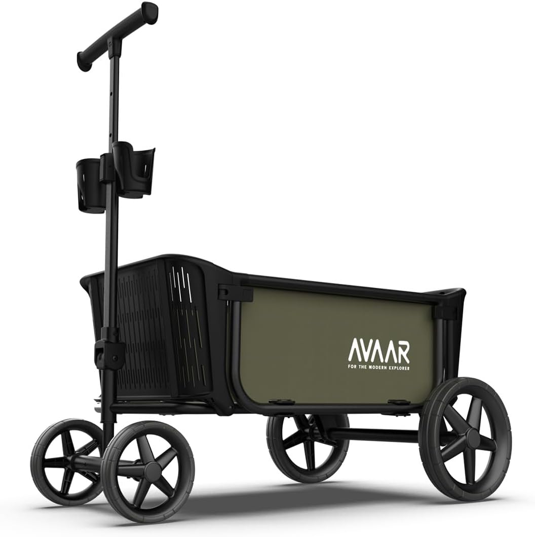 Go Anywhere 400lbs Large Capacity Collapsible Wagon Cart,Folding Utility Heavy Duty,All Terrain Big Wheels for Garden Camping Sports Outdoor Shopping, Green