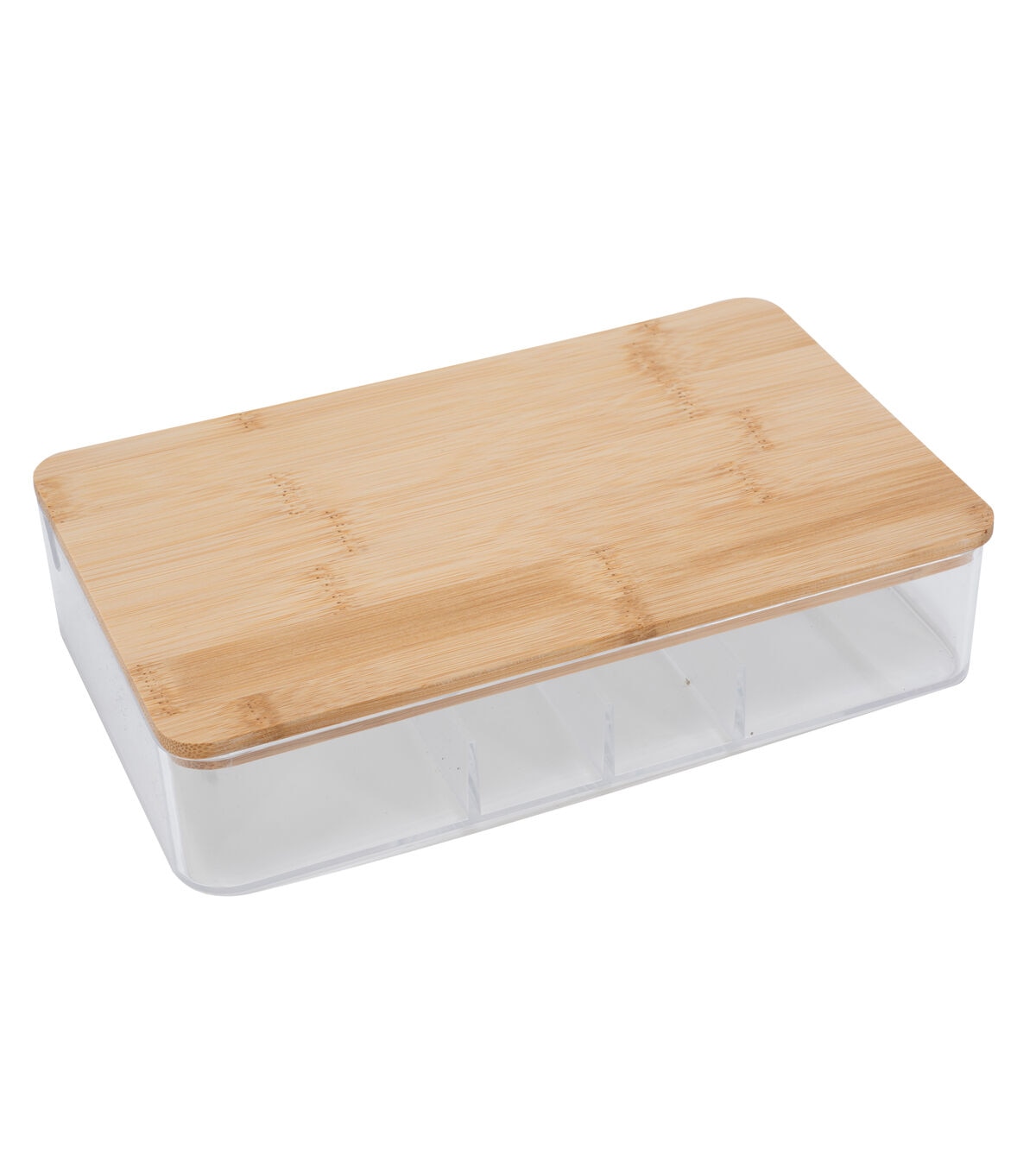 Simplify 9 Clear 5 Compartment Organizer With Bamboo Lid & Mirror