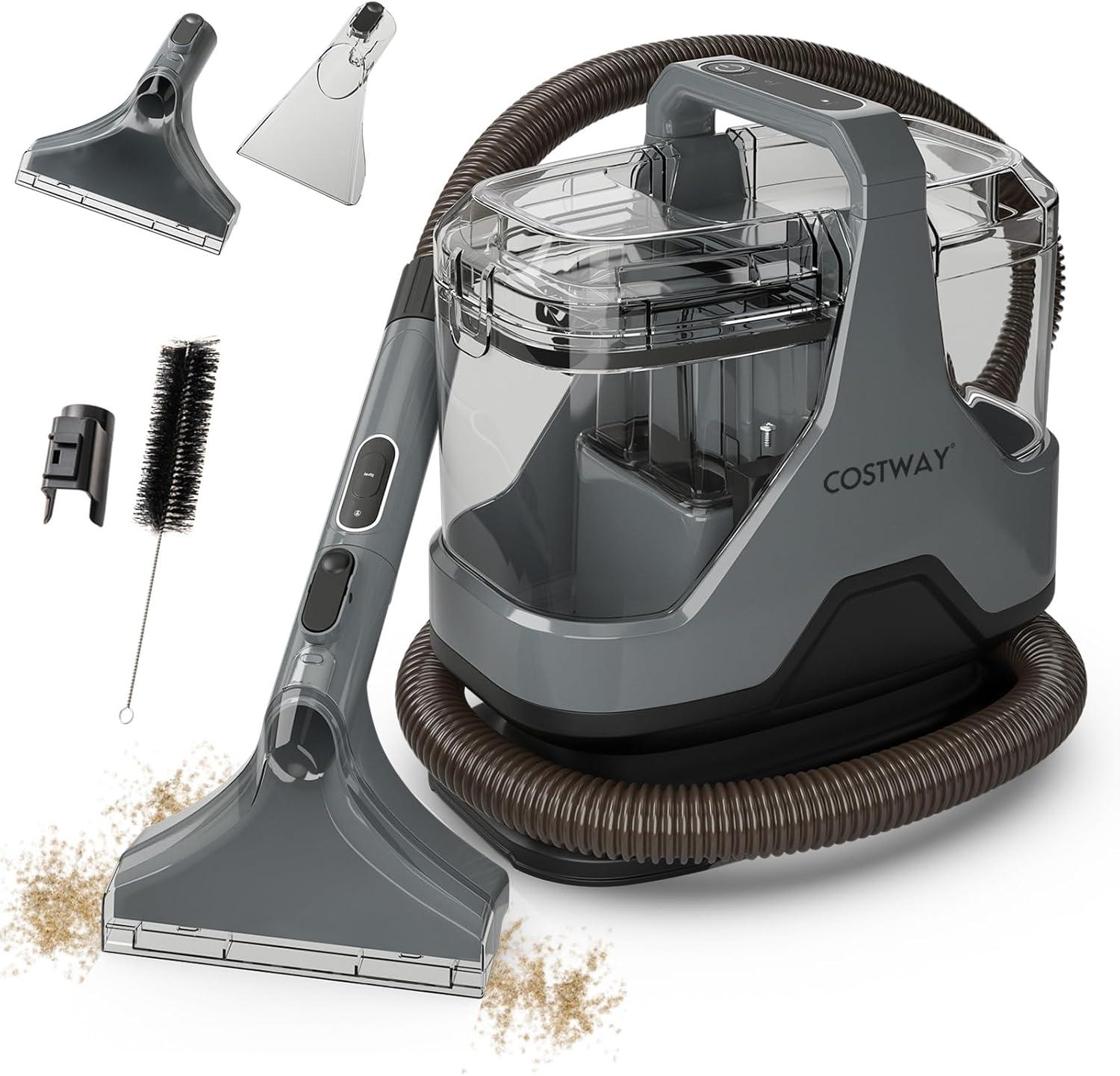 COSTWAY Upholstery Cleaner Machine, Portable Spot Cleaner with 15Kpa Powerful Suction, 600W Cleaning Machine with Versatile Attachments for Couch, Stairs, Carpet, Pet Messes