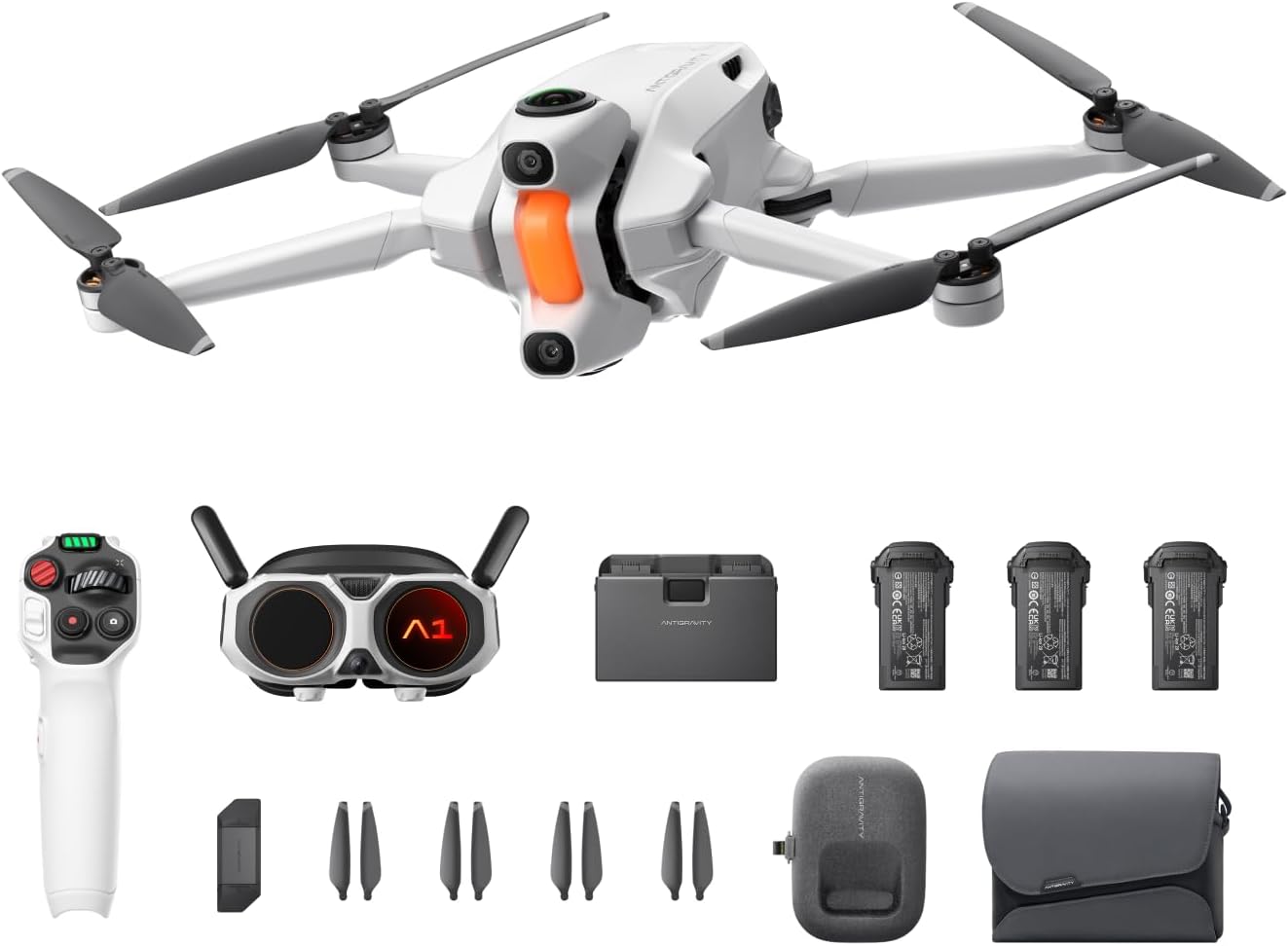 Antigravity A1 Infinity Bundle (3 High-Capacity Batteries) - 8K 360 Drone for Immersive Flight, Point-to-Fly Motion Control, Obstacle Avoidance, Deep Track, Auto Return, 10km Transmission, Auto Edit